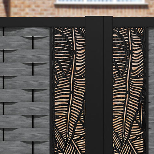 Ripple Feather Straight Top Driveway Gate - Mid Grey - Middle & End Screen