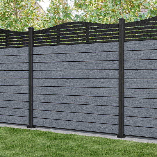 Fusion Aspen Curved Top Fence Panel - Anthracite - with our composite posts