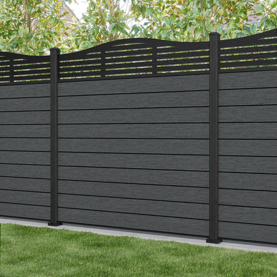 Fusion Aspen Curved Top Fence Panel - Dark Grey - with our composite posts