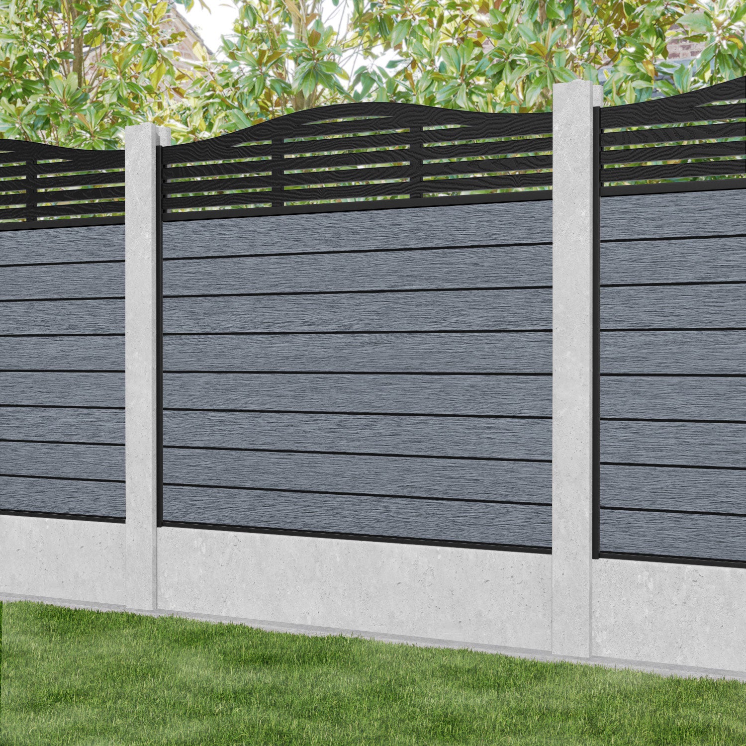 Fusion Aspen Curved Top Fence Panel - Anthracite - for existing concrete posts