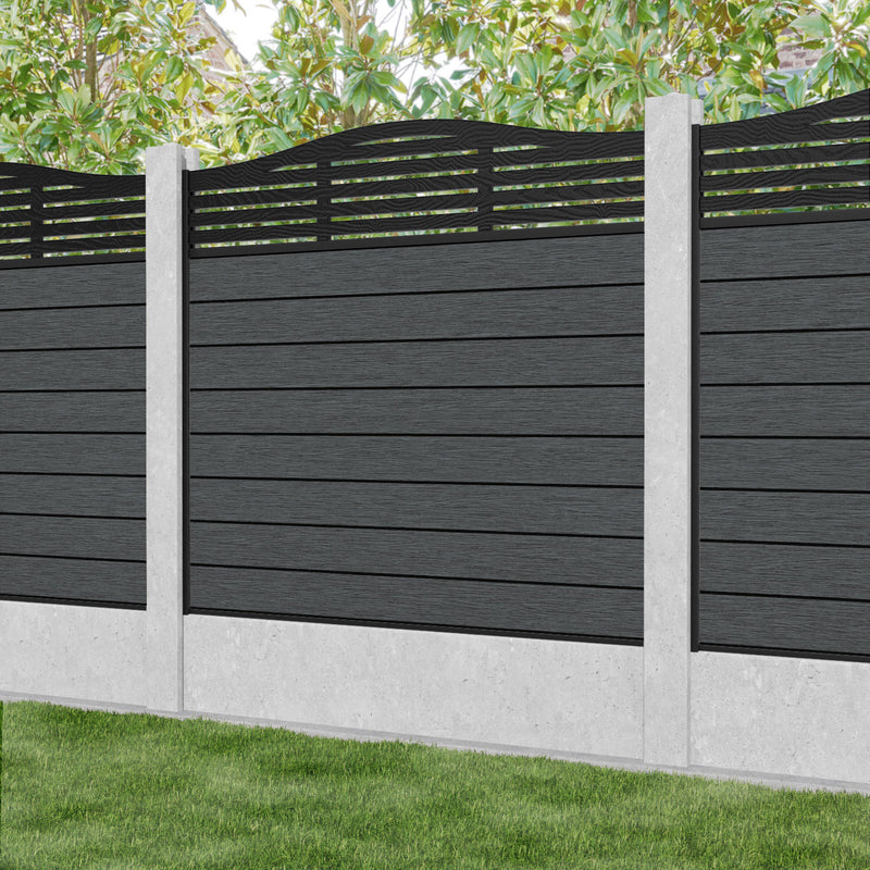 Fusion Aspen Curved Top Fence Panel - Dark Grey - for existing concrete posts