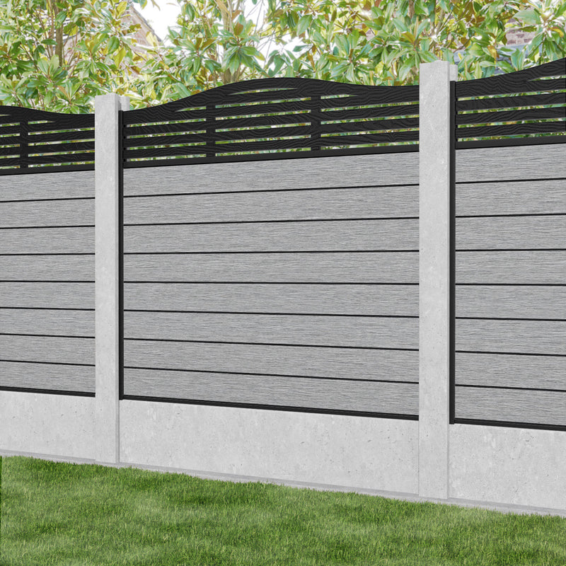 Fusion Aspen Curved Top Fence Panel - Light Grey - for existing concrete posts