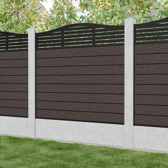 Fusion Aspen Curved Top Fence Panel - Mid Brown - for existing concrete posts