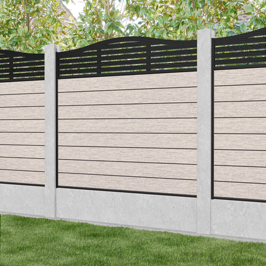 Fusion Aspen Curved Top Fence Panel - Mid Stone - for existing concrete posts