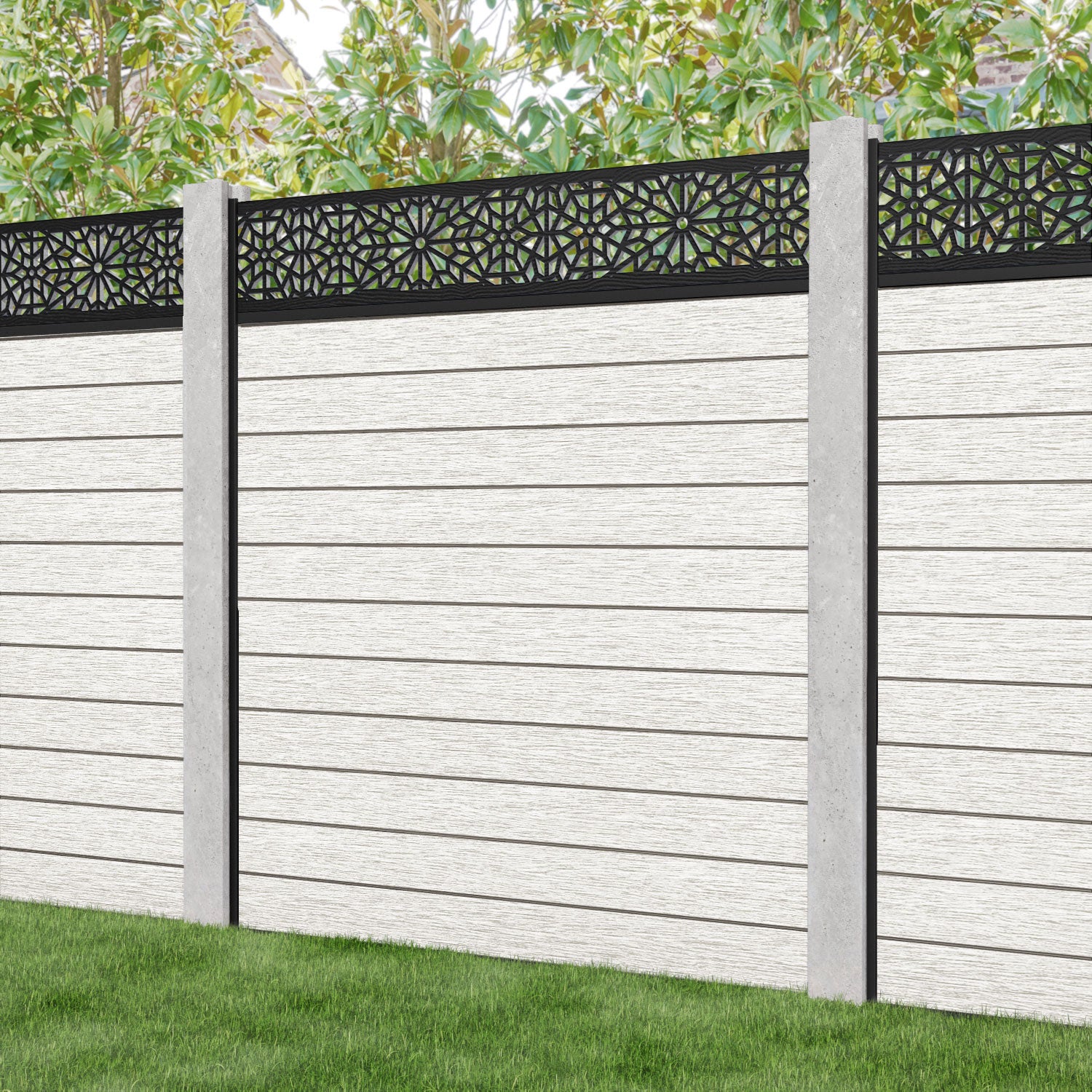 Fusion Alnara Fence Panel - Light Stone - for existing concrete posts