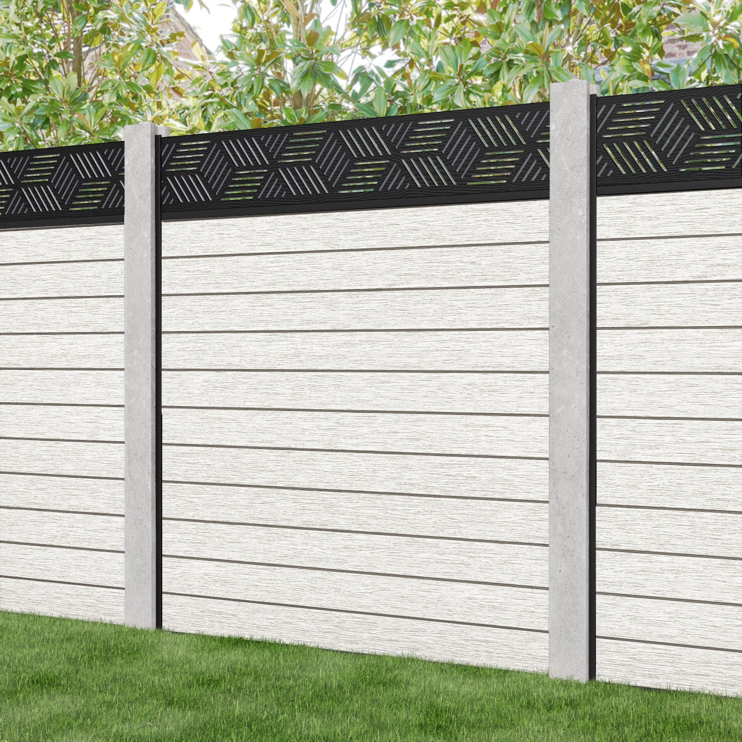 Fusion Cubed Fence Panel - Light Stone - for existing concrete posts
