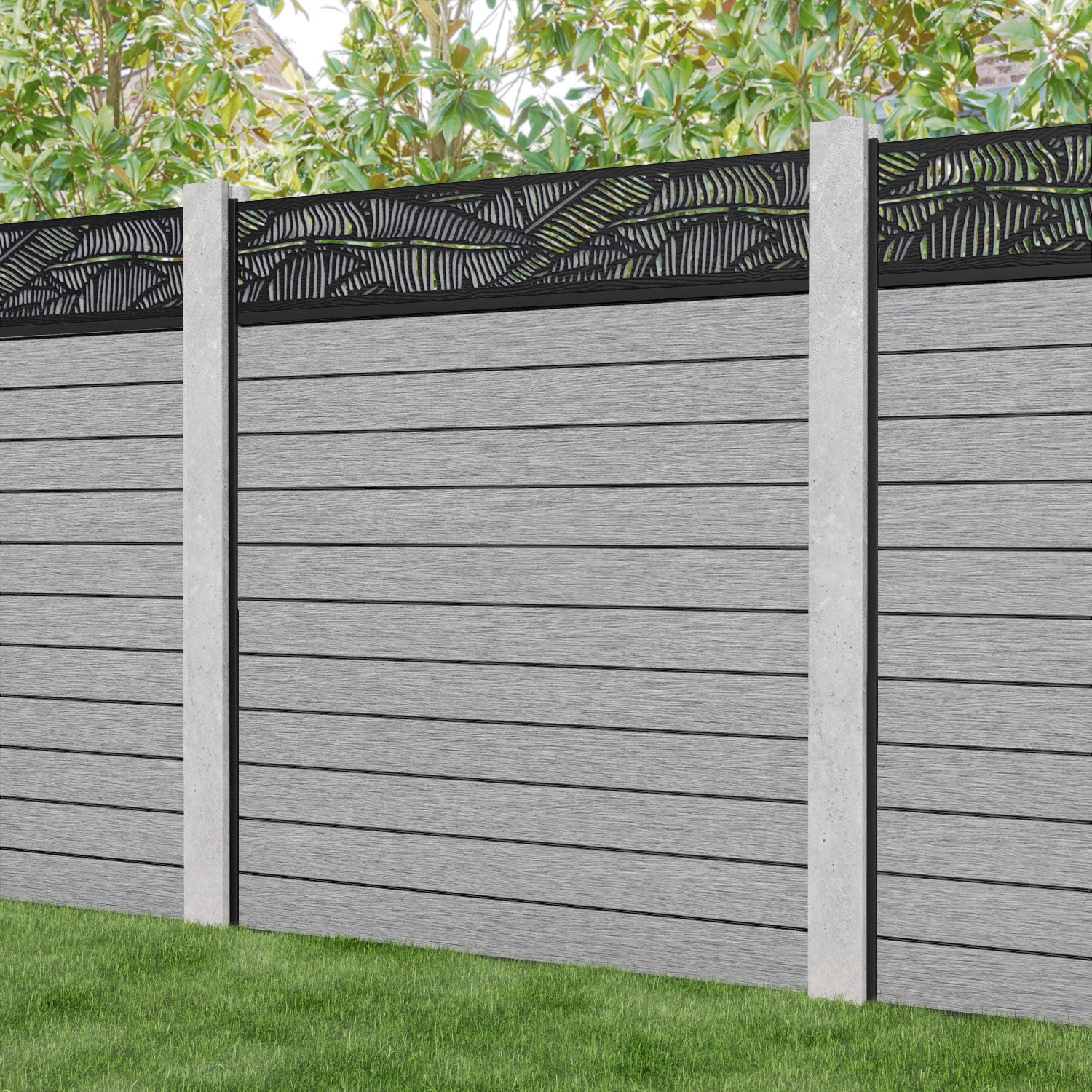 Fusion Feather Fence Panel - Light Grey - for existing concrete posts