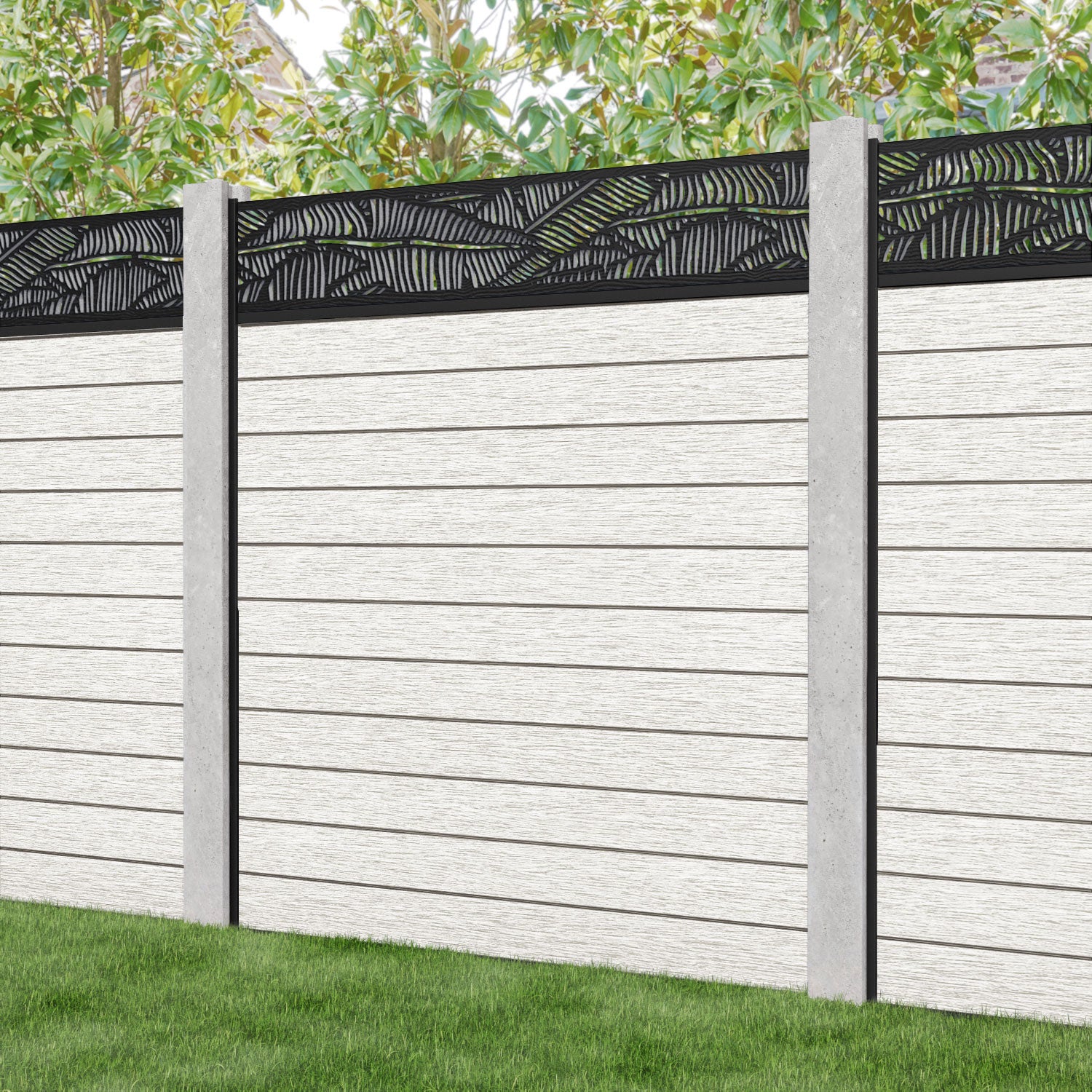Fusion Feather Fence Panel - Light Stone - for existing concrete posts