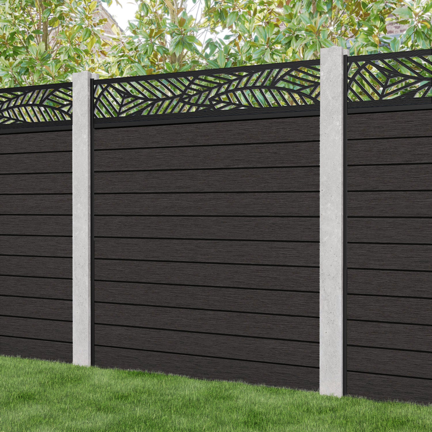 Fusion Habitat Fence Panel - Dark Oak - for existing concrete posts