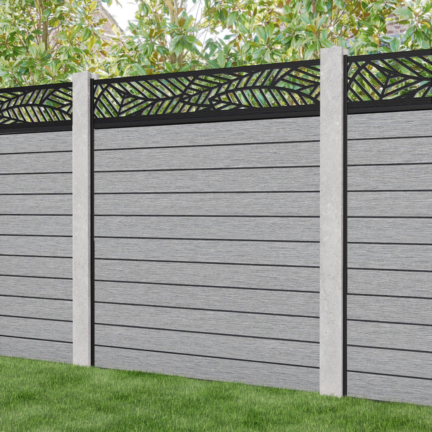 Fusion Habitat Fence Panel - Light Grey - for existing concrete posts