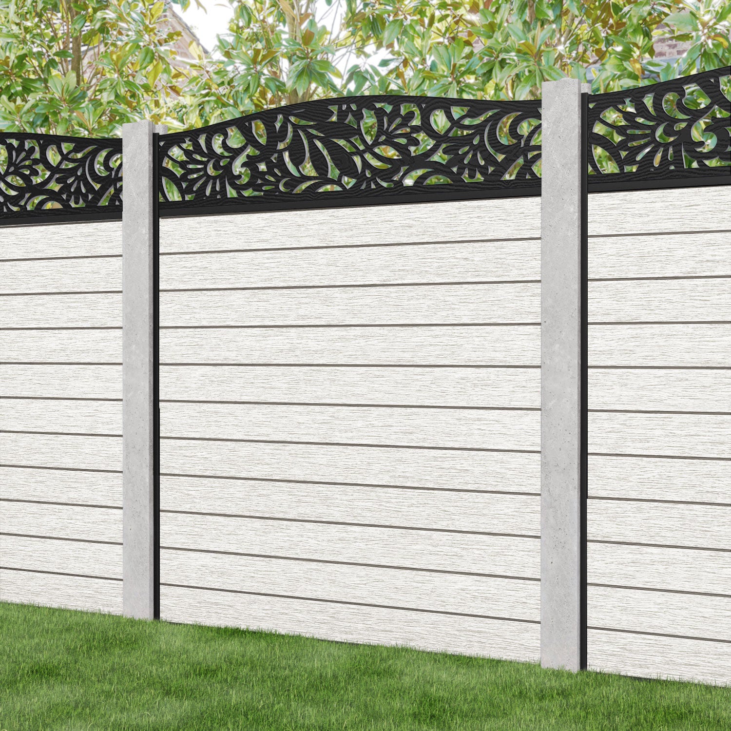 Fusion Heritage Curved Top Fence Panel - Light Stone - for existing concrete posts