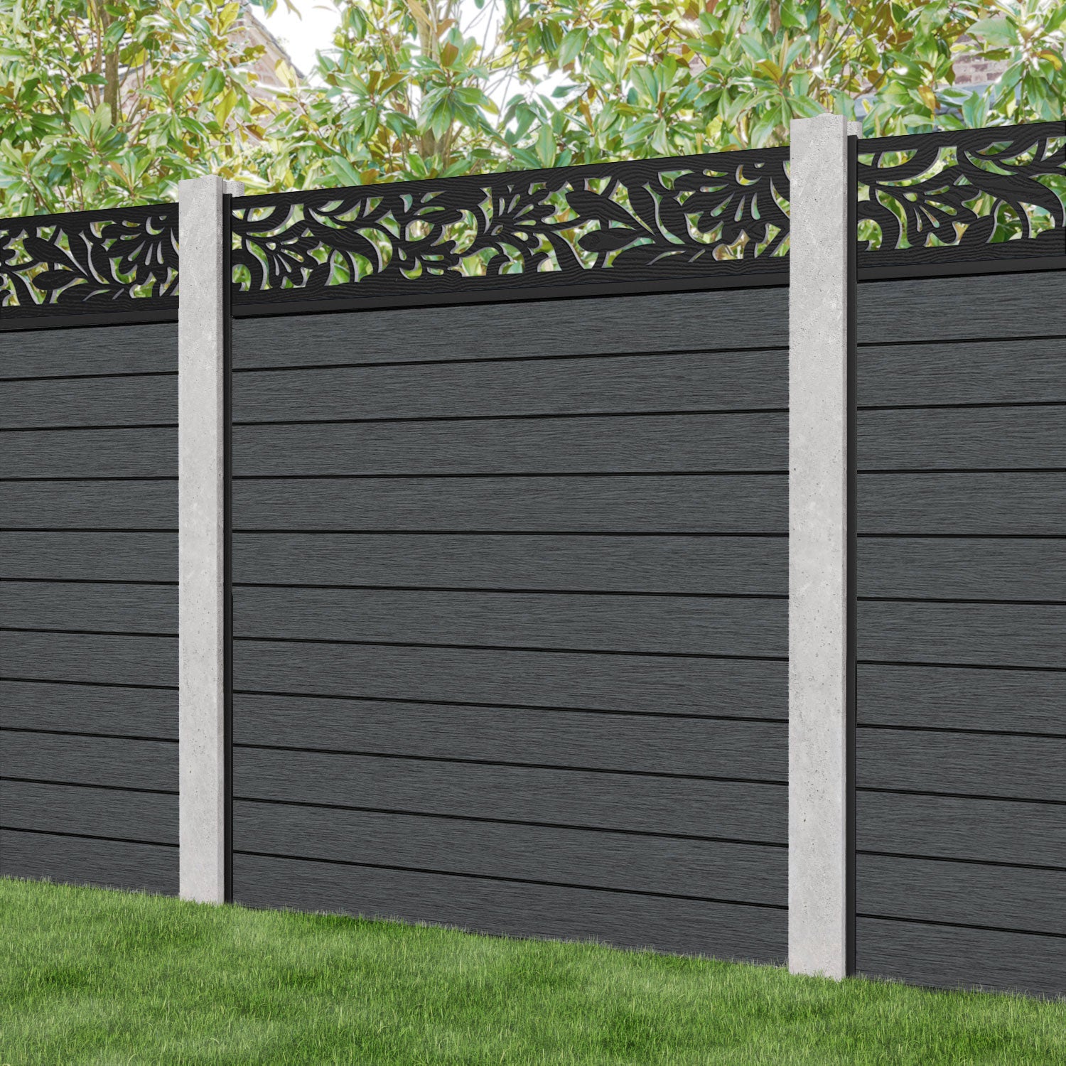 Fusion Heritage Fence Panel - Dark Grey - for existing concrete posts