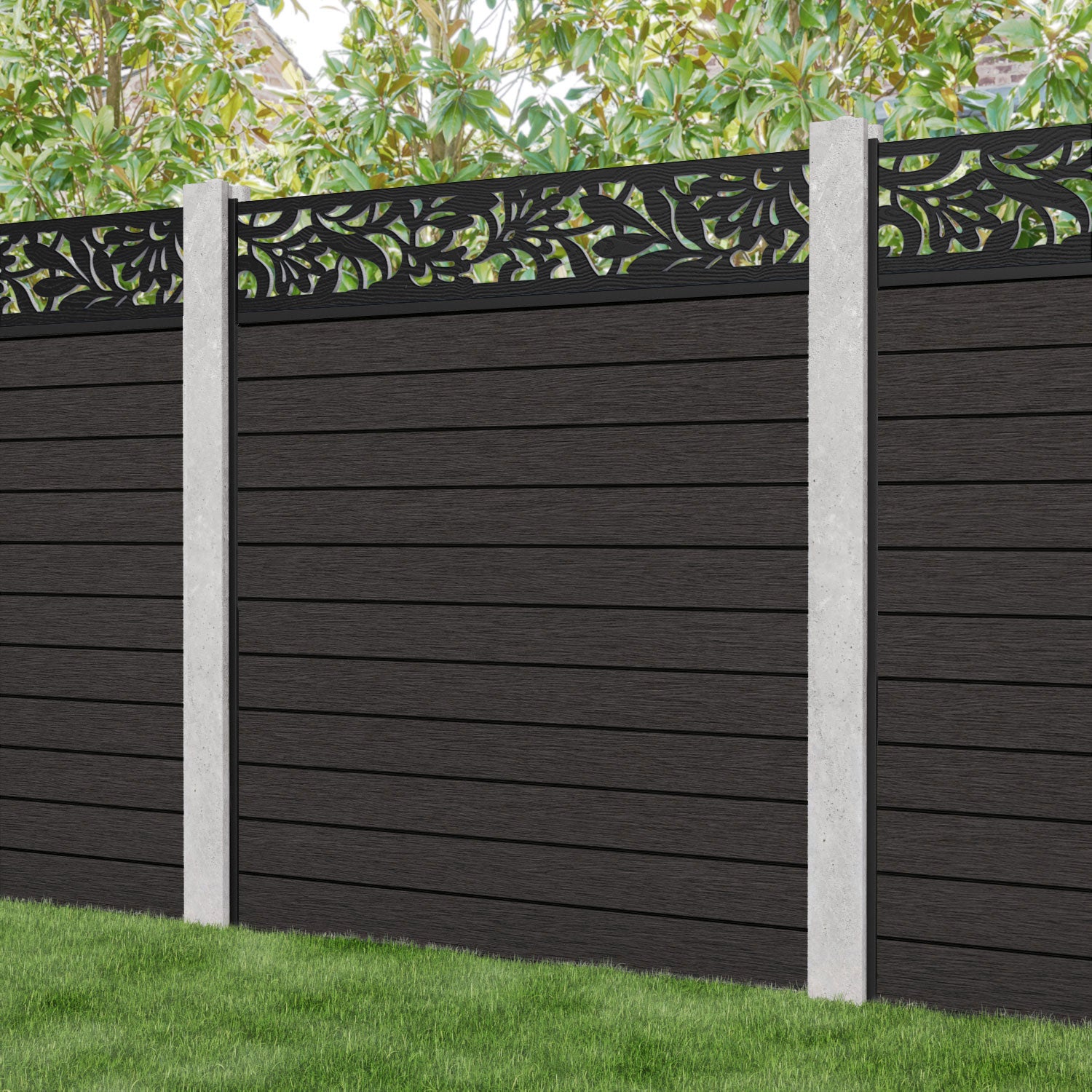 Fusion Heritage Fence Panel - Dark Oak - for existing concrete posts