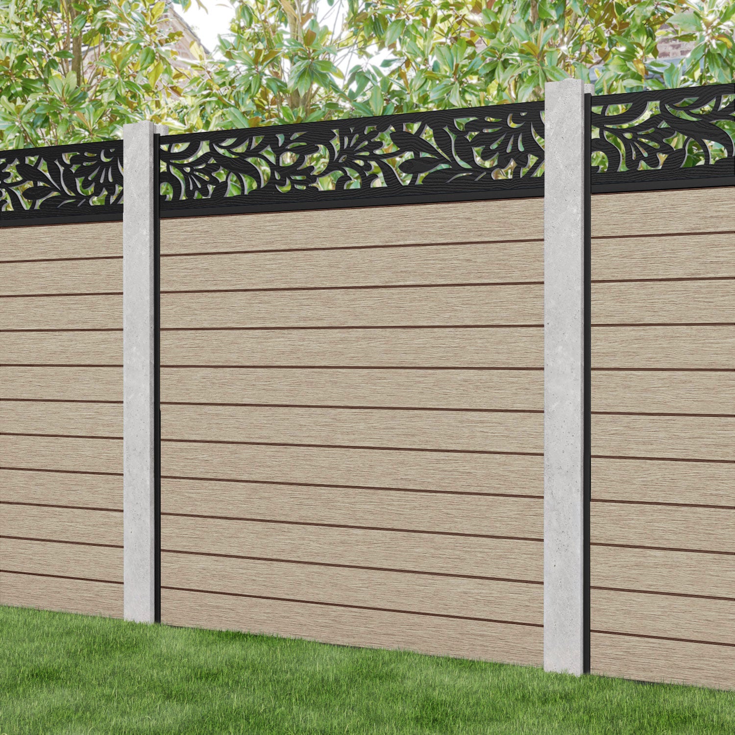 Fusion Heritage Fence Panel - Light Oak - for existing concrete posts