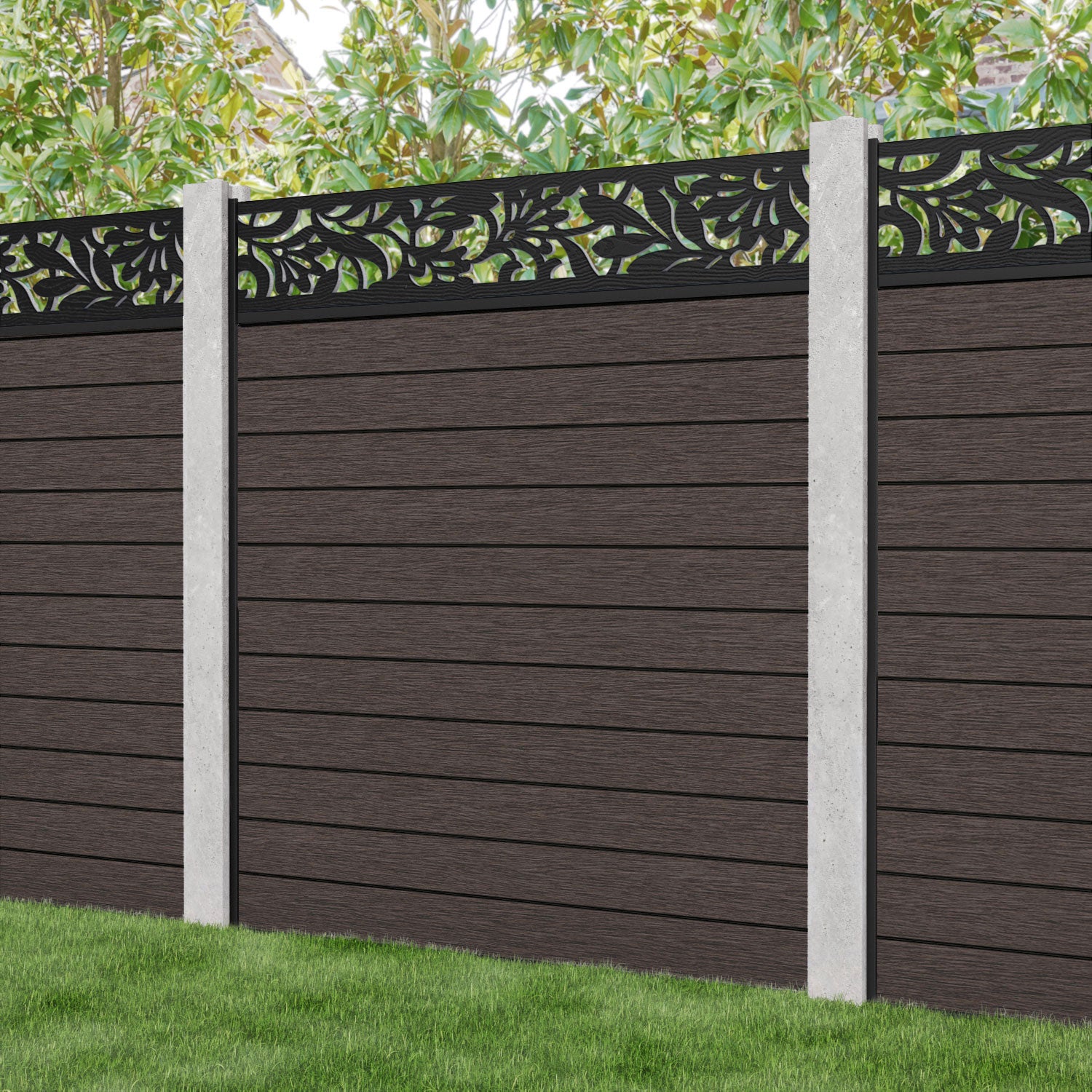 Fusion Heritage Fence Panel - Mid Brown - for existing concrete posts
