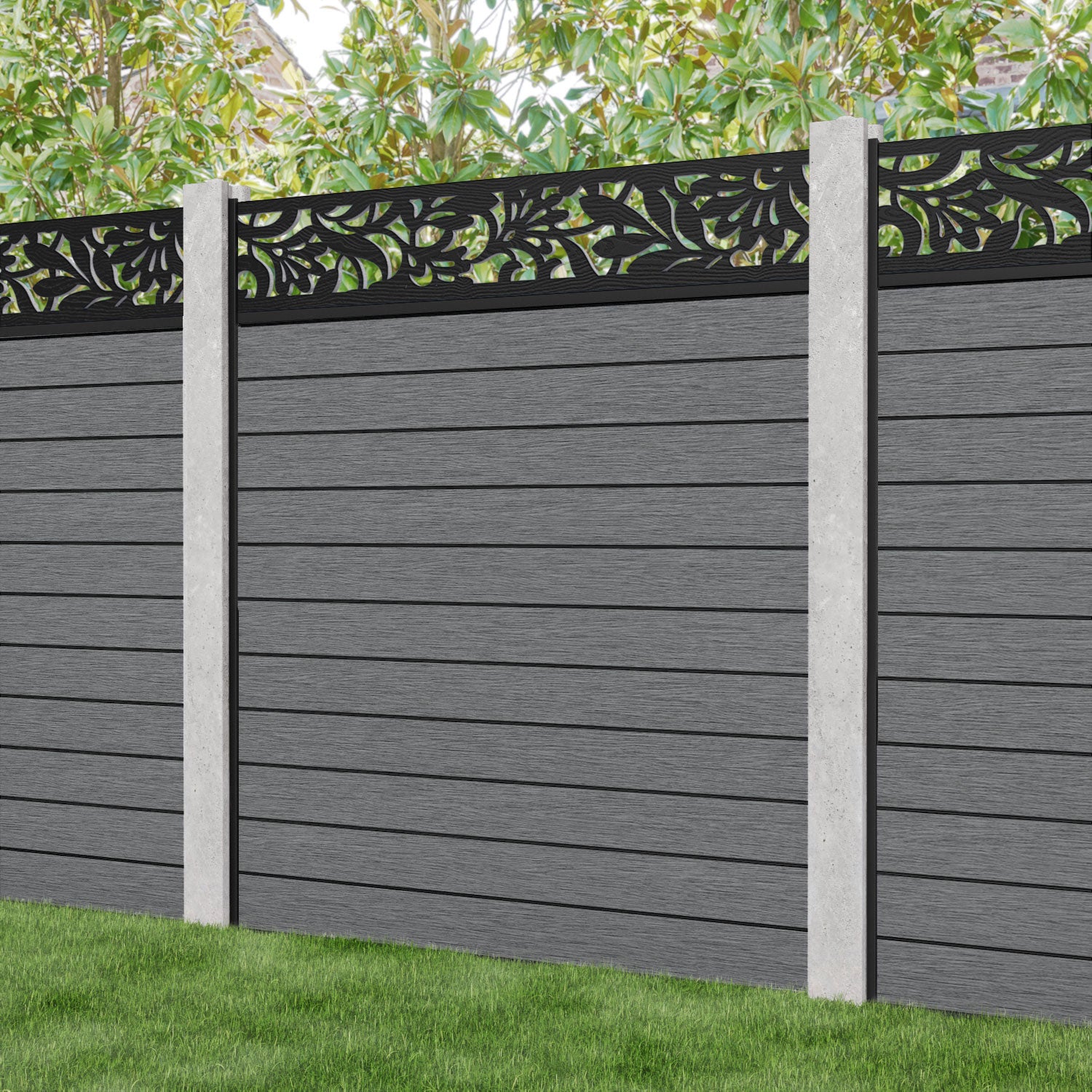 Fusion Heritage Fence Panel - Mid Grey - for existing concrete posts