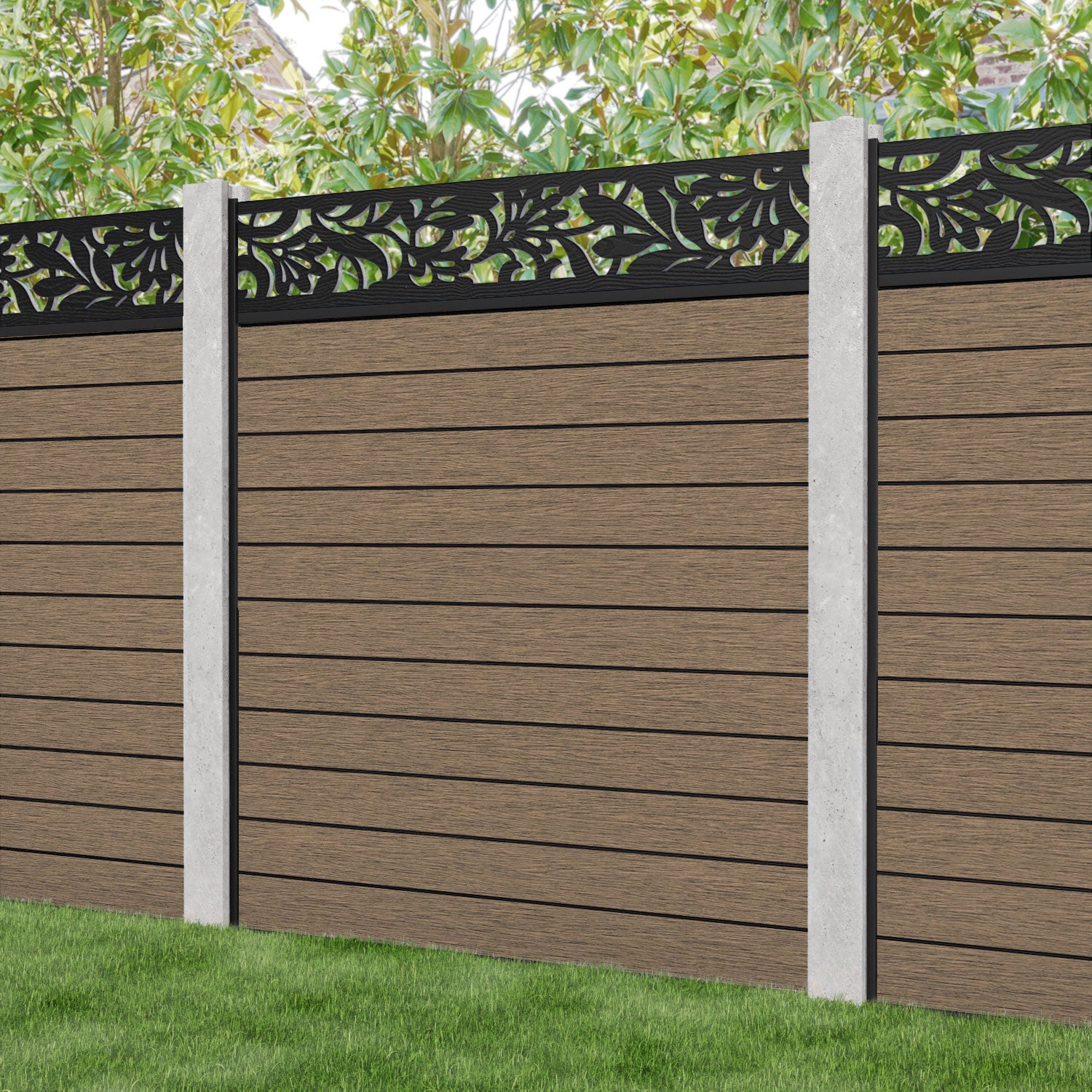 Fusion Heritage Fence Panel - Teak - for existing concrete posts