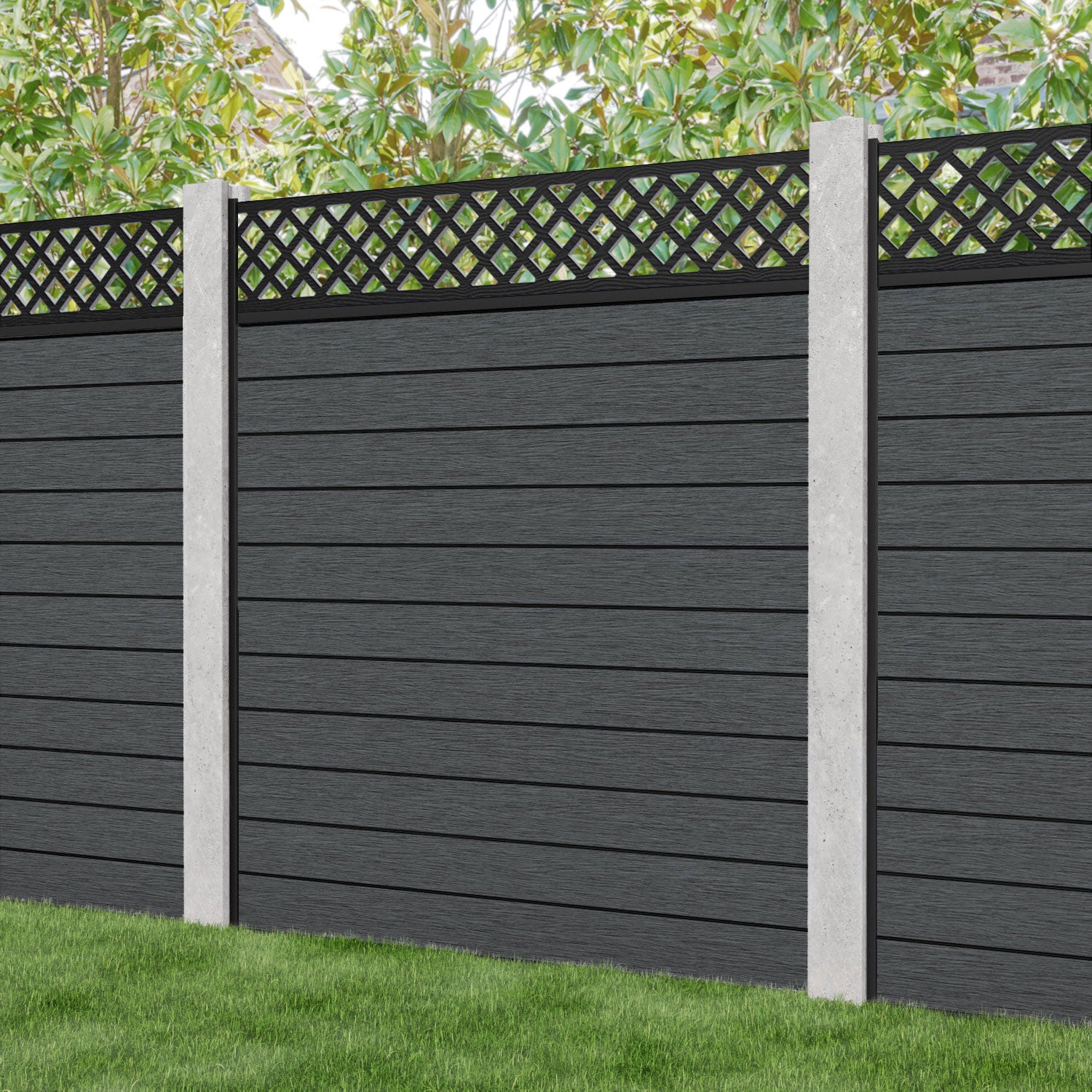 Fusion Hive Fence Panel - Dark Grey - for existing concrete posts