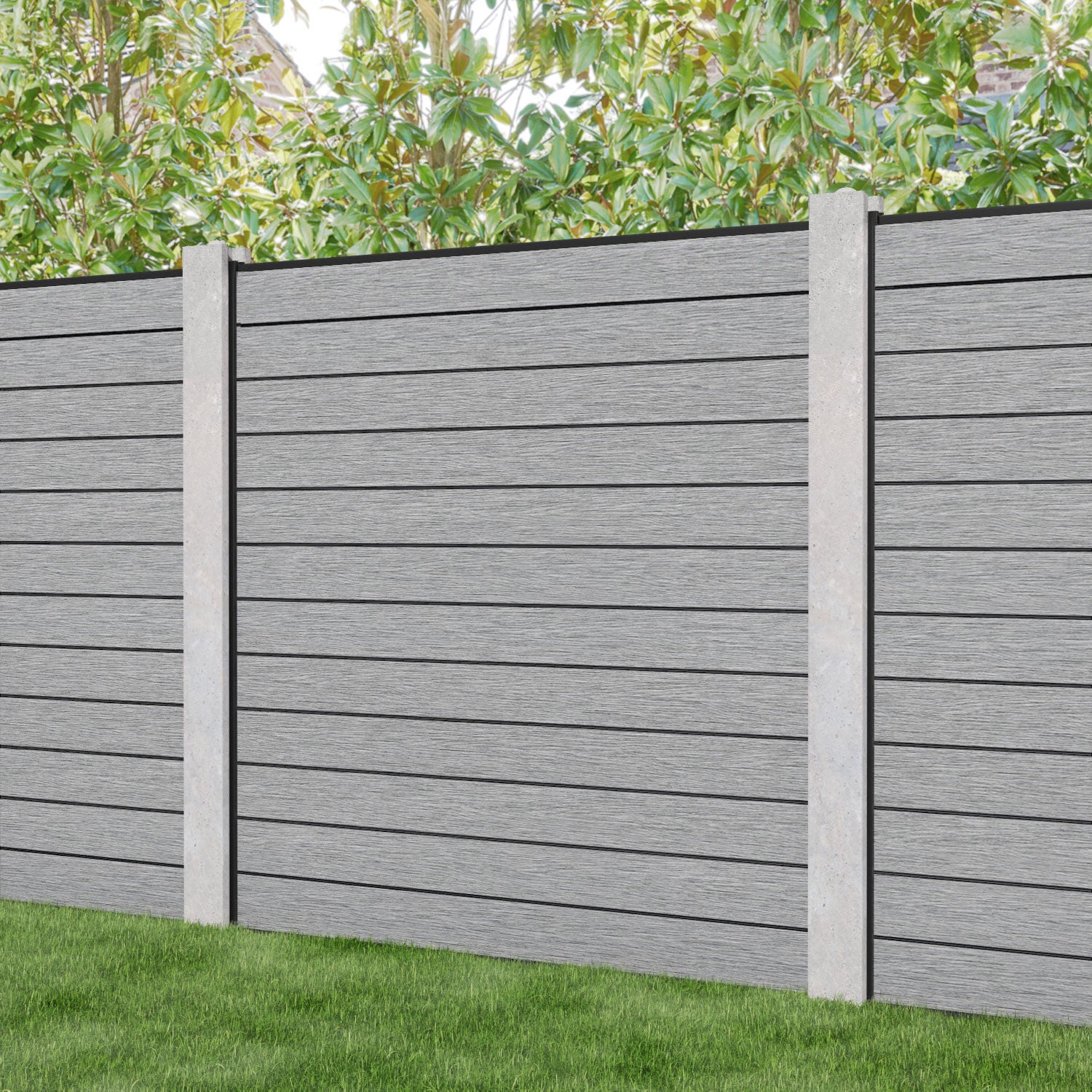 Fusion Fence Panel - Light Grey - for existing concrete posts