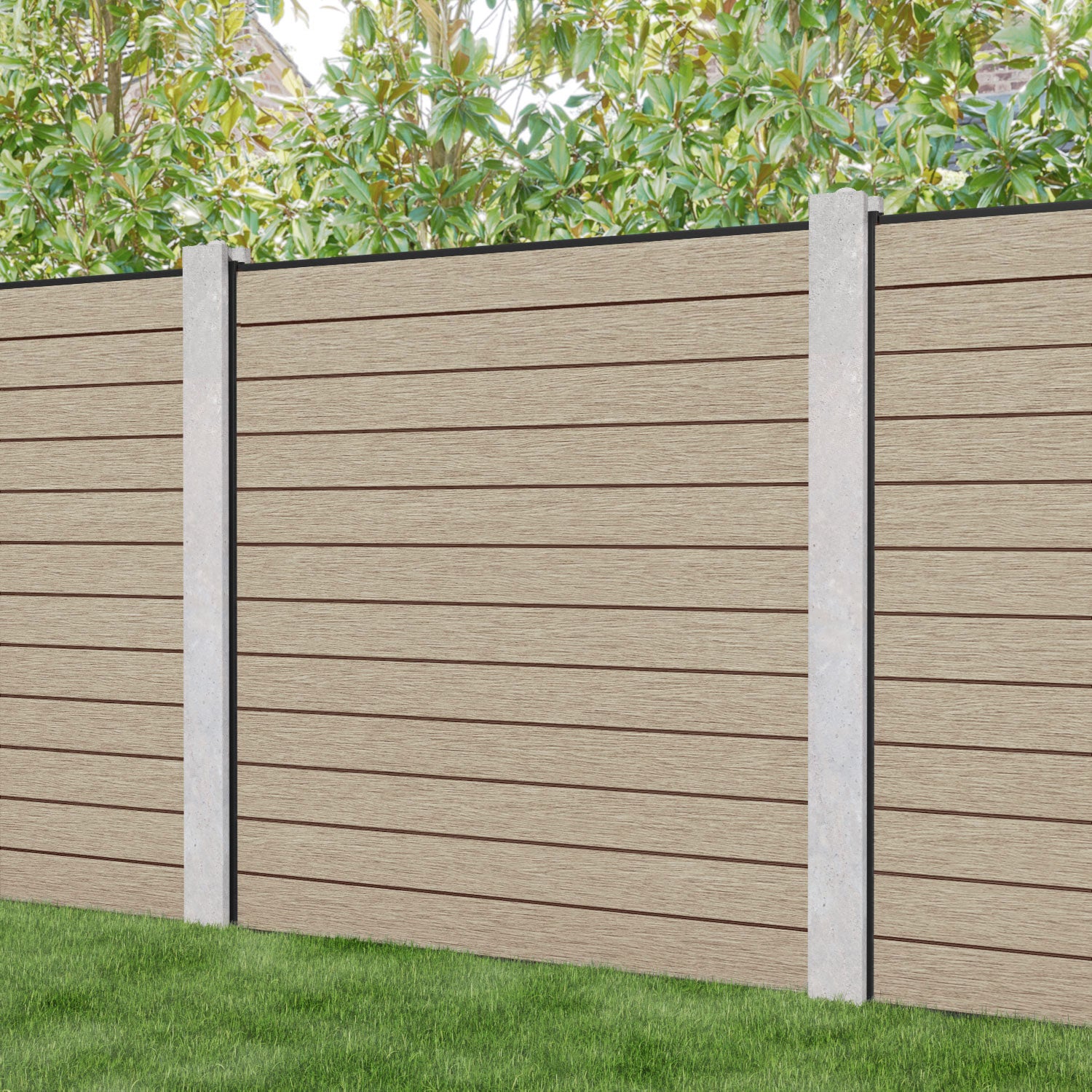 Fusion Fence Panel - Light Oak - for existing concrete posts