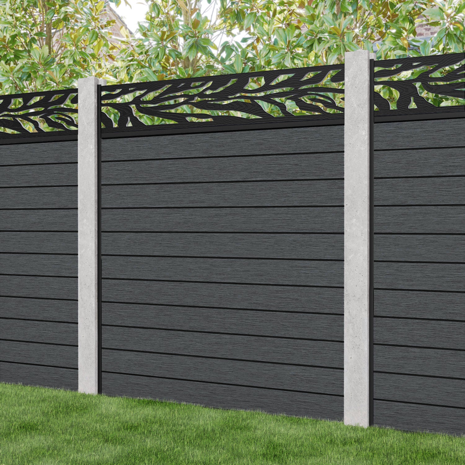 Fusion Malawi Fence Panel - Dark Grey - for existing concrete posts