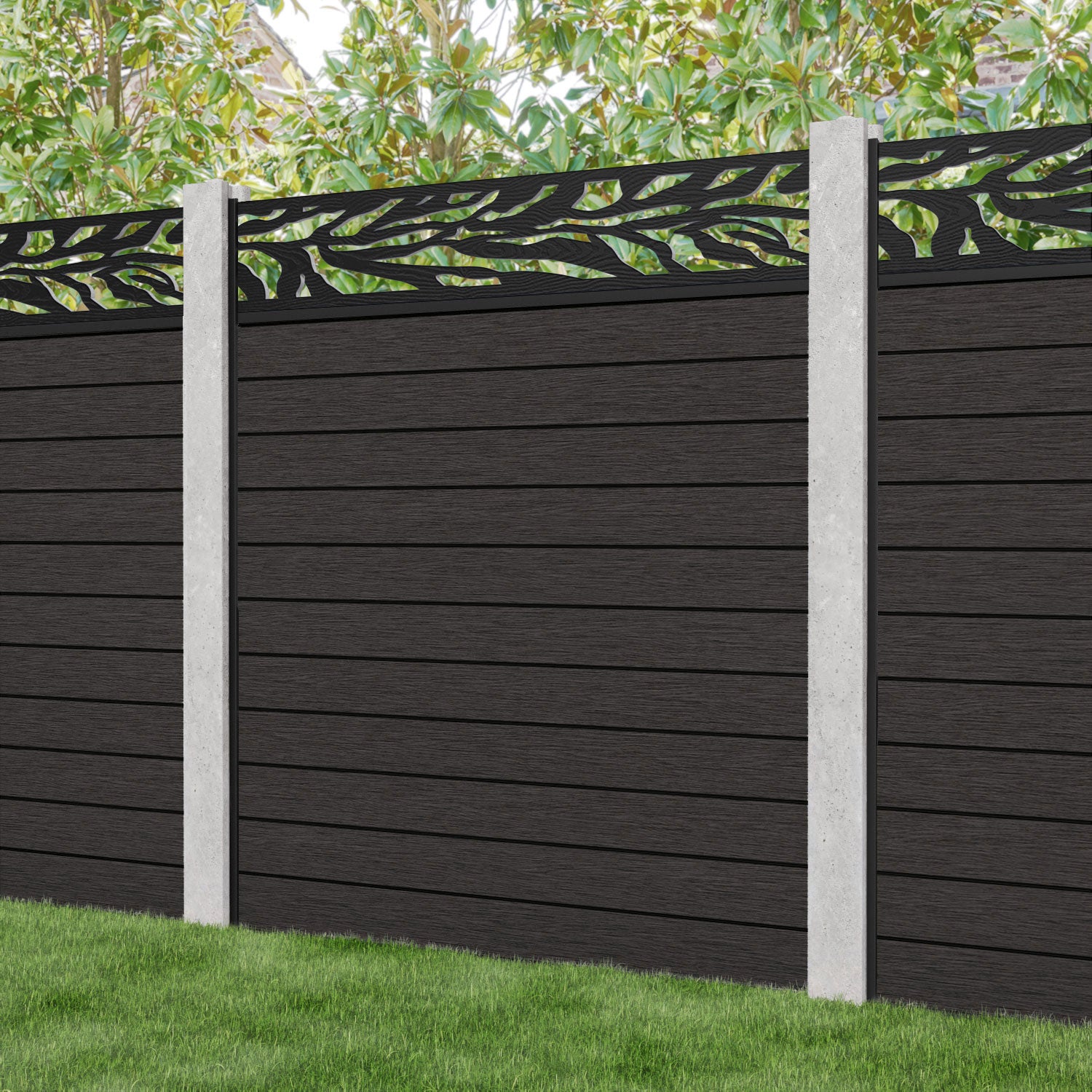 Fusion Malawi Fence Panel - Dark Oak - for existing concrete posts
