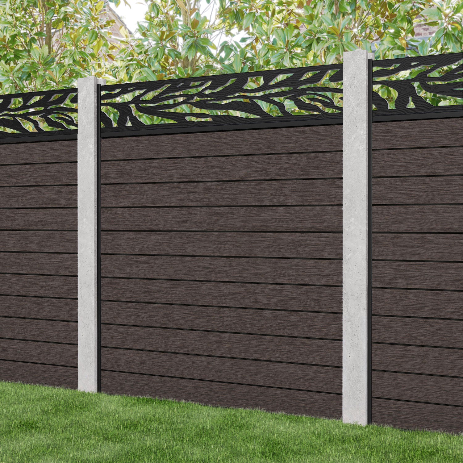 Fusion Malawi Fence Panel - Mid Brown - for existing concrete posts