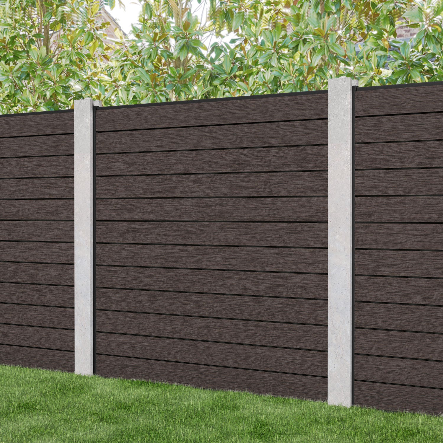 Fusion Fence Panel - Mid Brown - for existing concrete posts