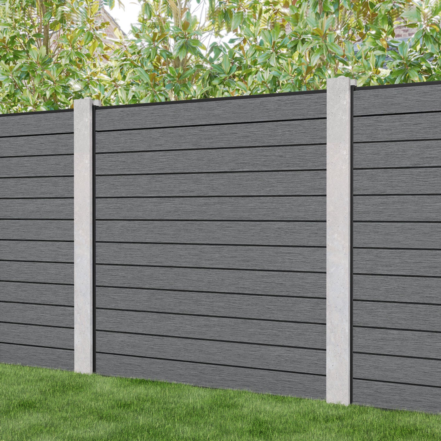 Fusion Fence Panel - Mid Grey - for existing concrete posts