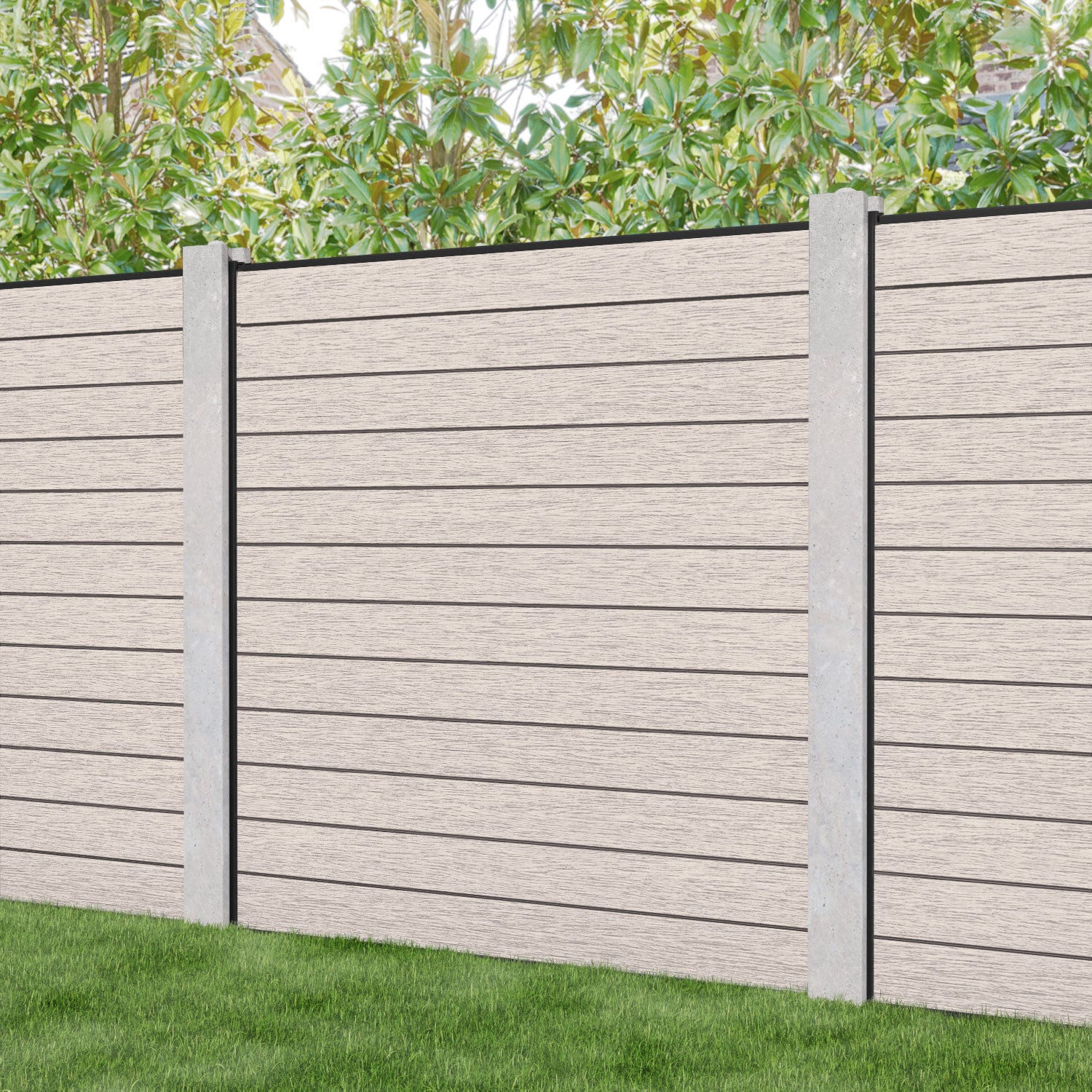 Fusion Fence Panel - Mid Stone - for existing concrete posts