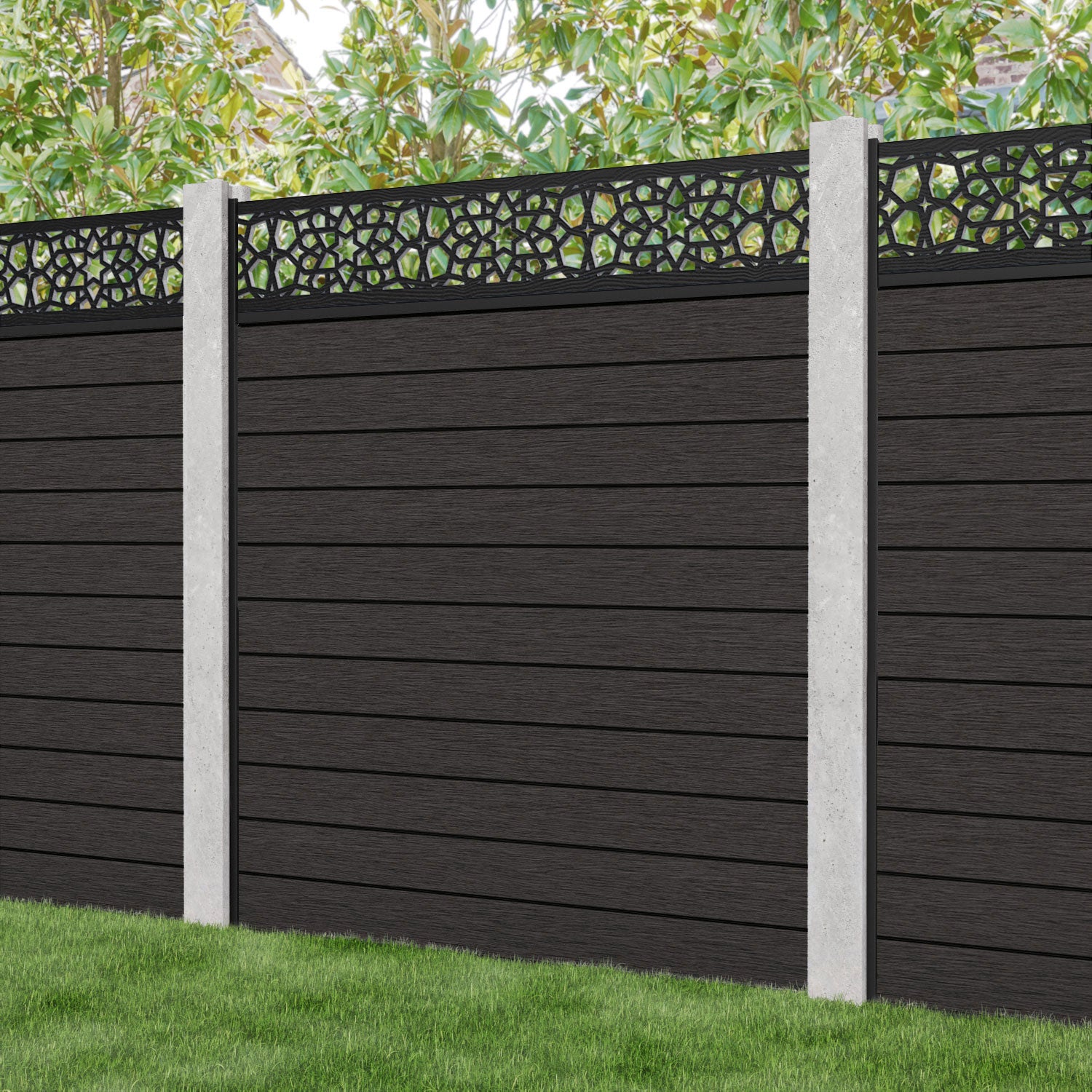 Fusion Nazira Fence Panel - Dark Oak - for existing concrete posts