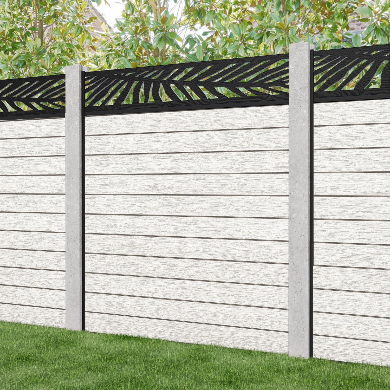 Fusion Palm Fence Panel - Light Stone - for existing concrete posts