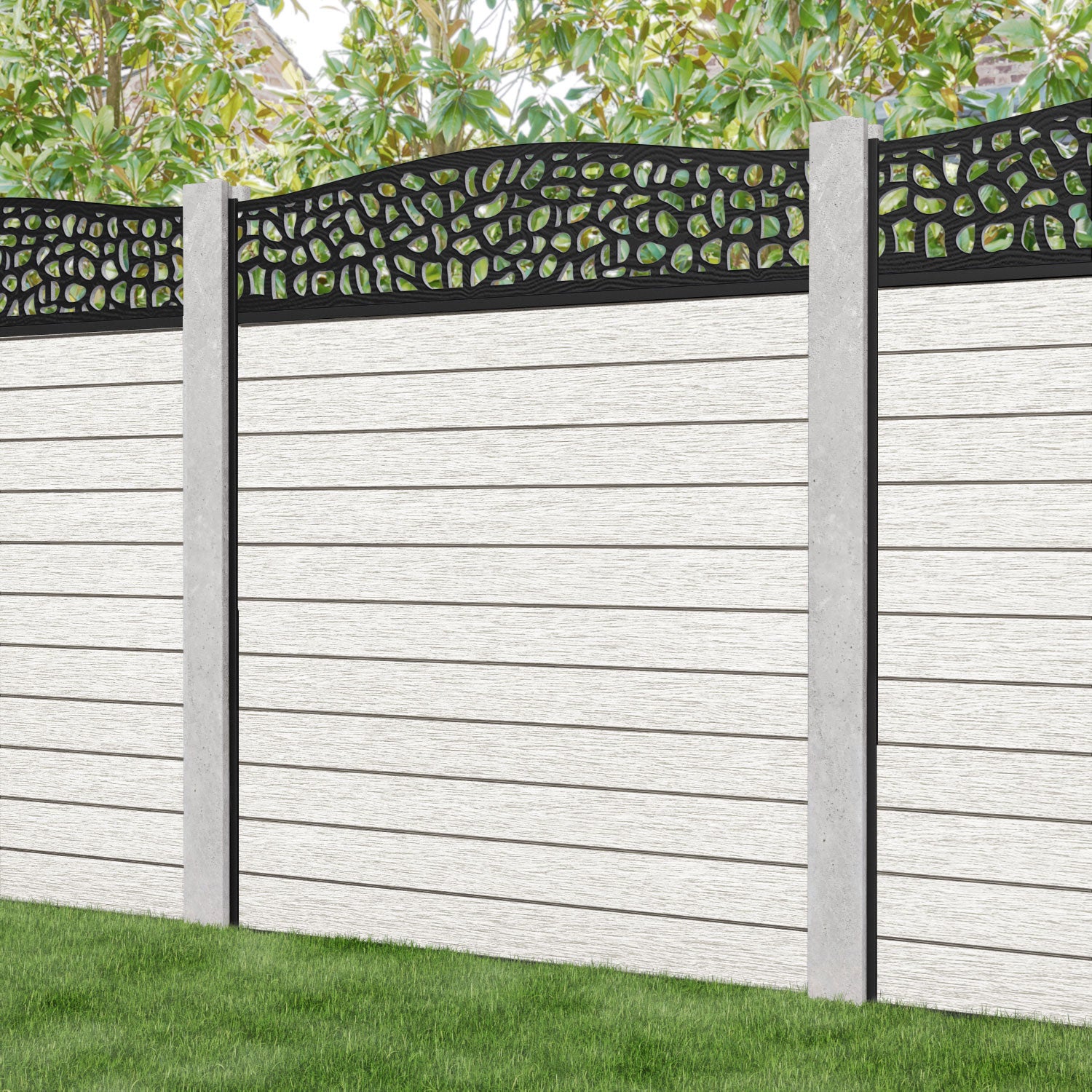 Fusion Pebble Curved Top Fence Panel - Light Stone - for existing concrete posts