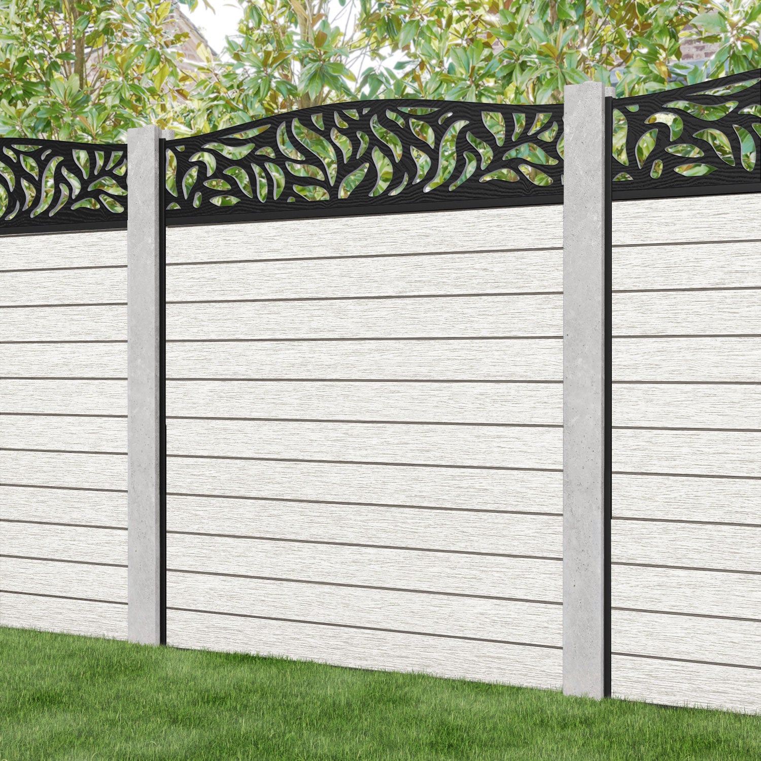 Fusion Plume Curved Top Fence Panel - Light Stone - for existing concrete posts