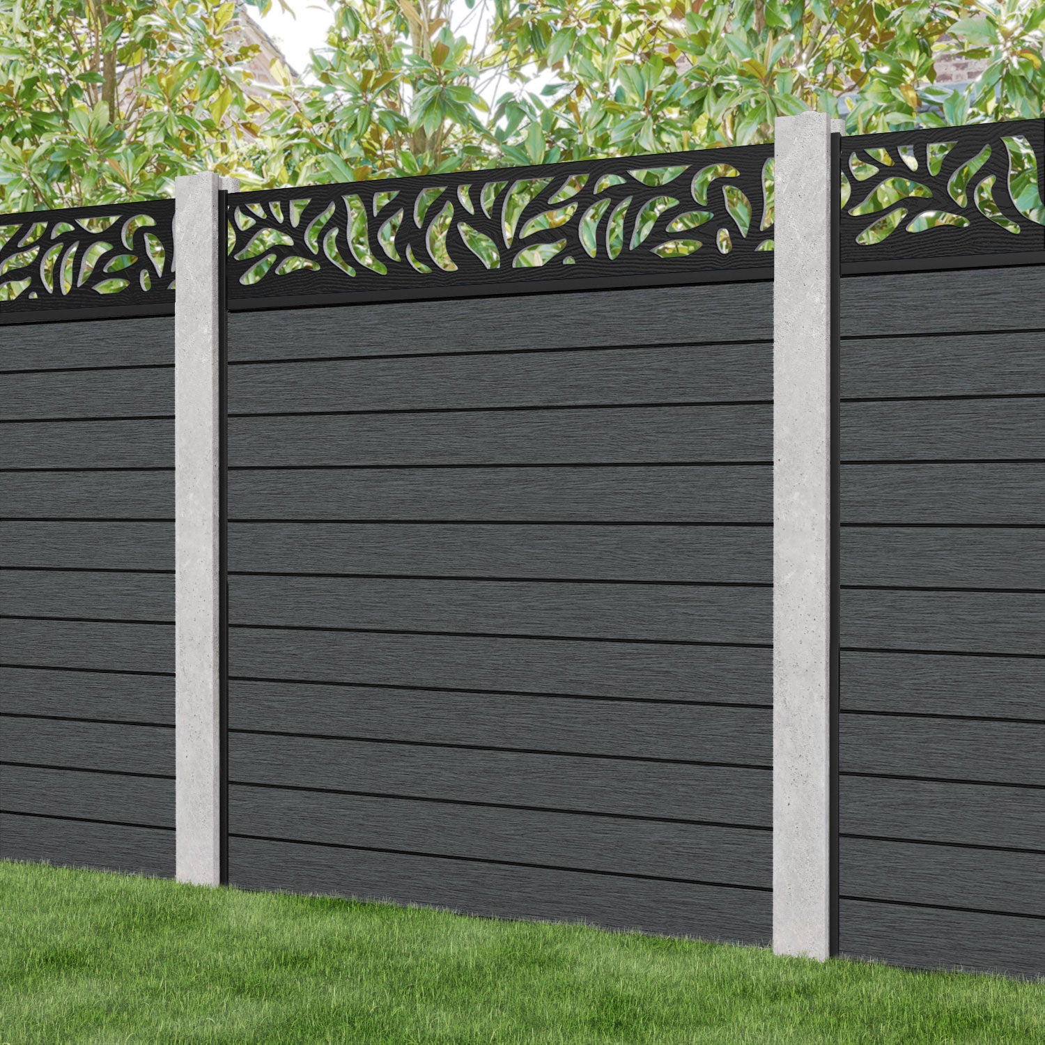 Fusion Plume Fence Panel - Dark Grey - for existing concrete posts