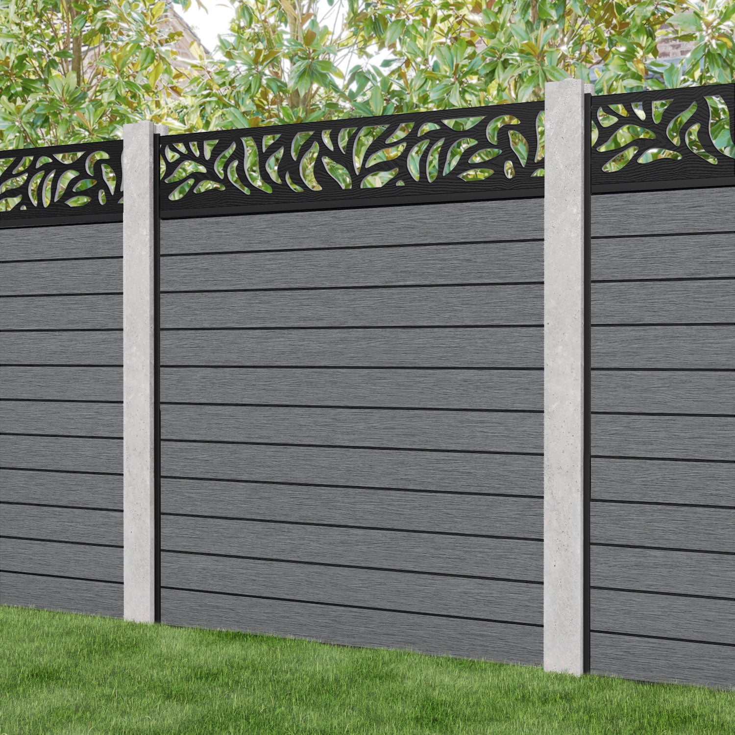 Fusion Plume Fence Panel - Mid Grey - for existing concrete posts
