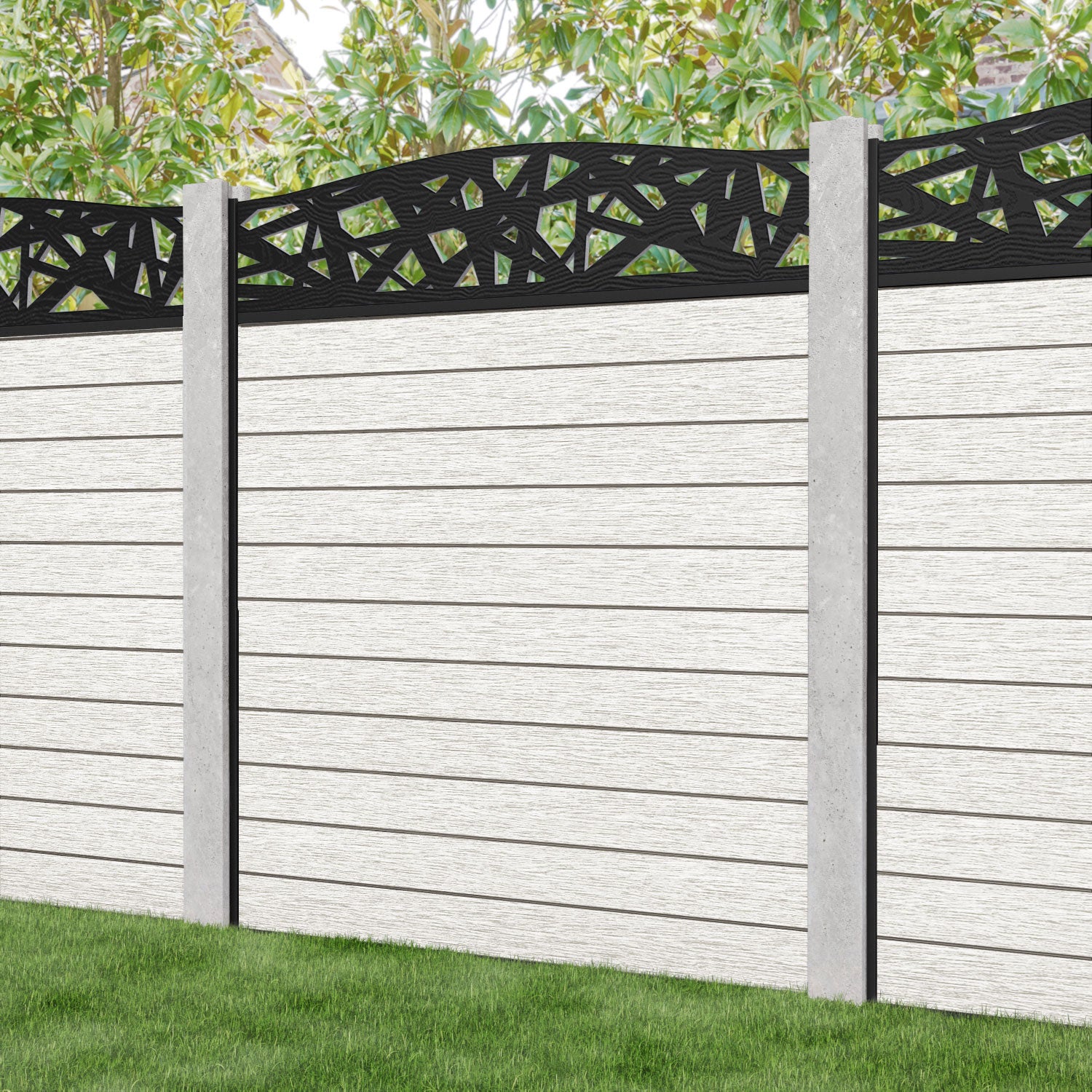 Fusion Prism Curved Top Fence Panel - Light Stone - for existing concrete posts