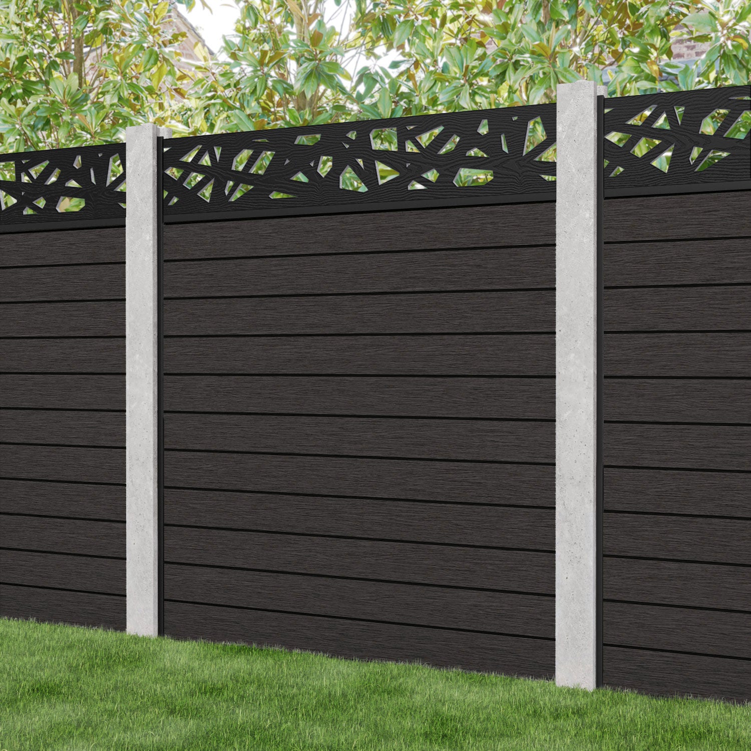 Fusion Prism Fence Panel - Dark Oak - for existing concrete posts