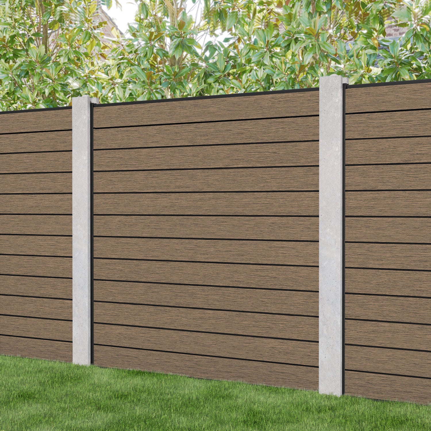 Fusion Fence Panel - Teak - for existing concrete posts