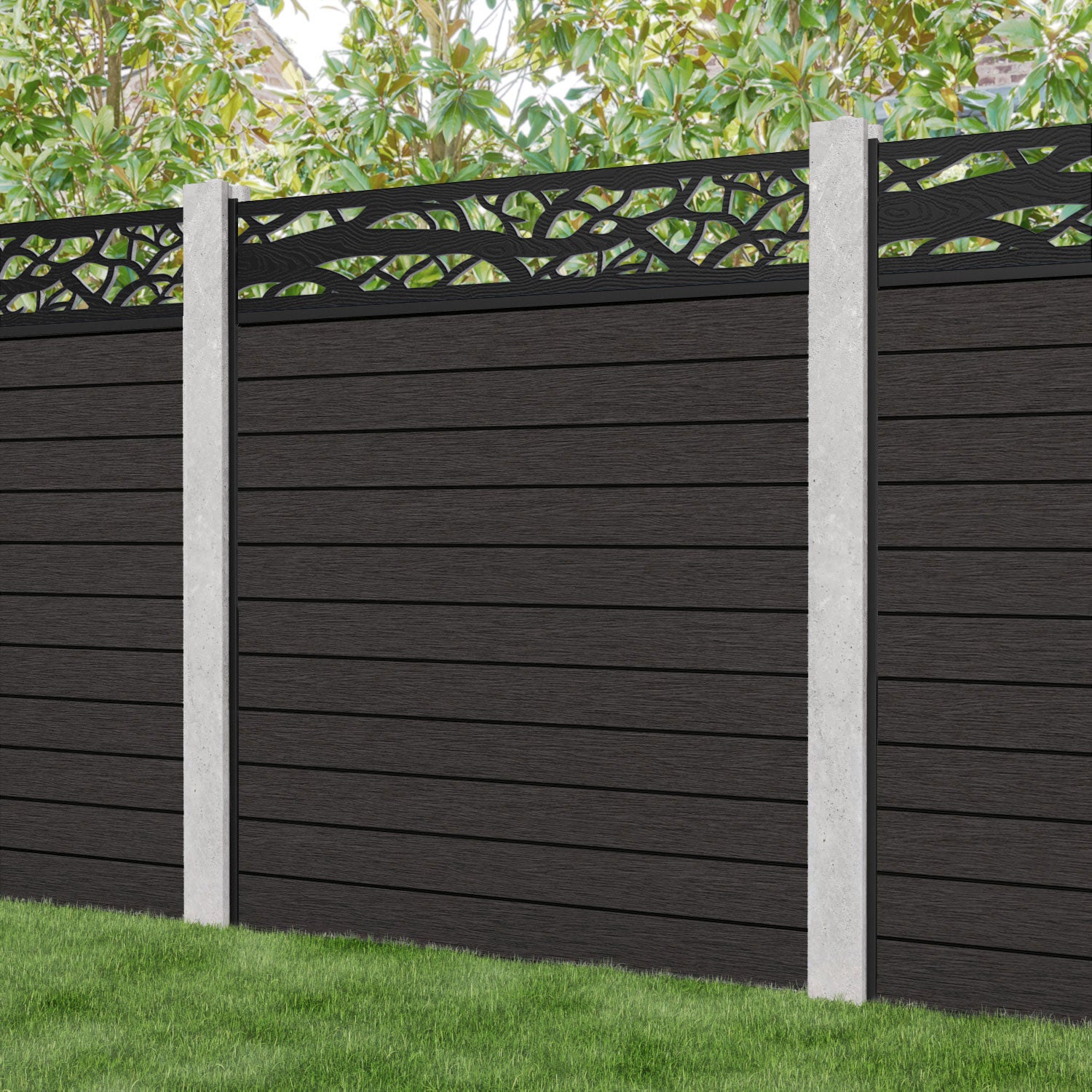 Fusion Twilight Fence Panel - Dark Oak - for existing concrete posts