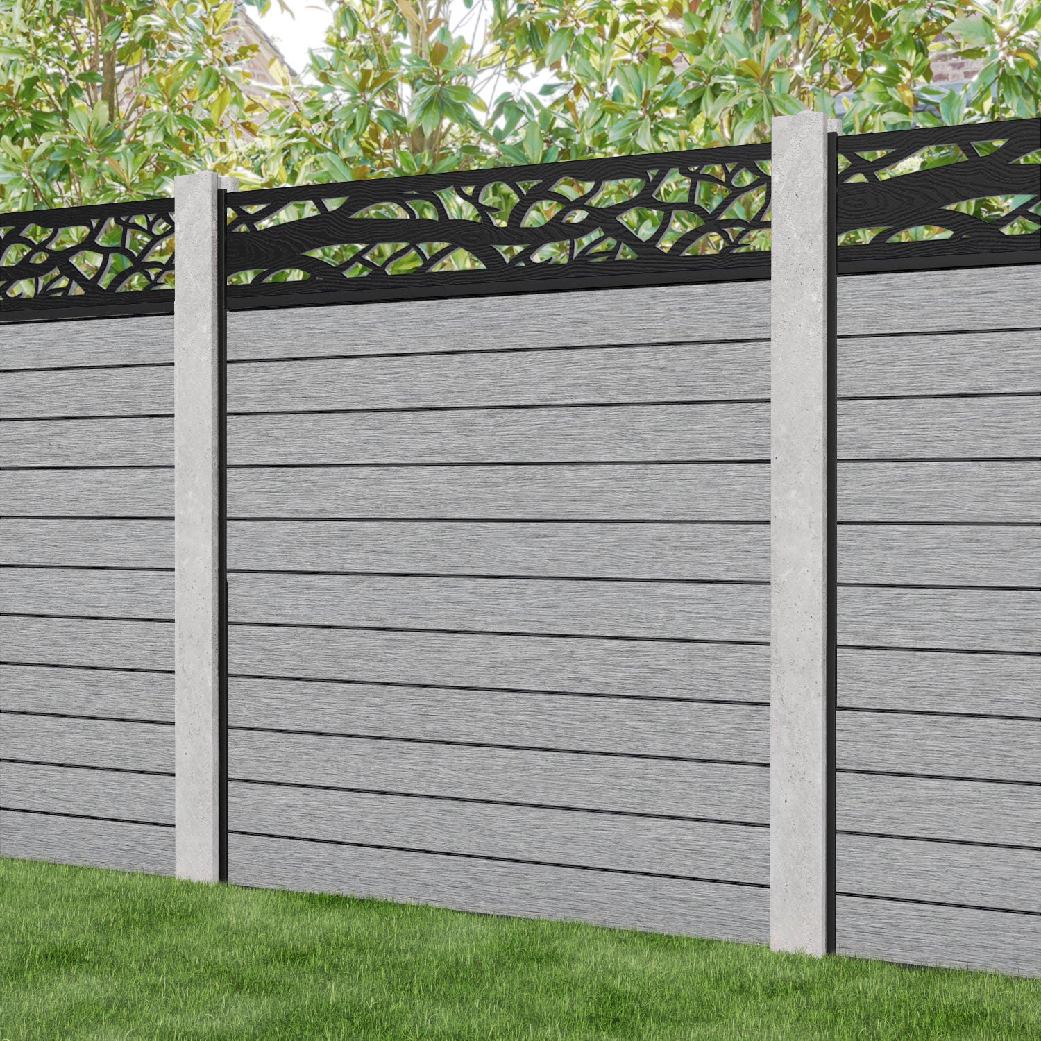 Fusion Twilight Fence Panel - Light Grey - for existing concrete posts