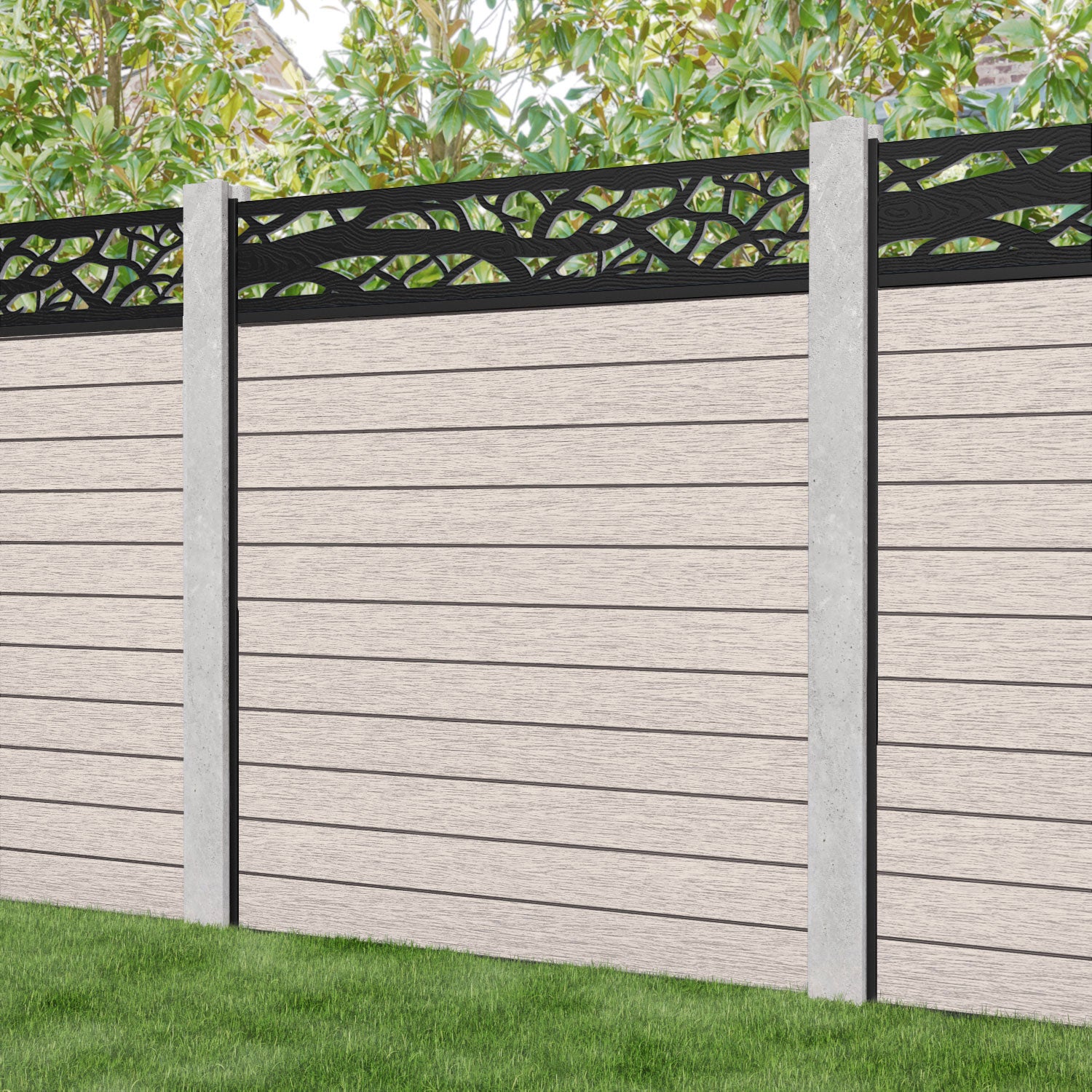 Fusion Twilight Fence Panel - Mid Stone - for existing concrete posts