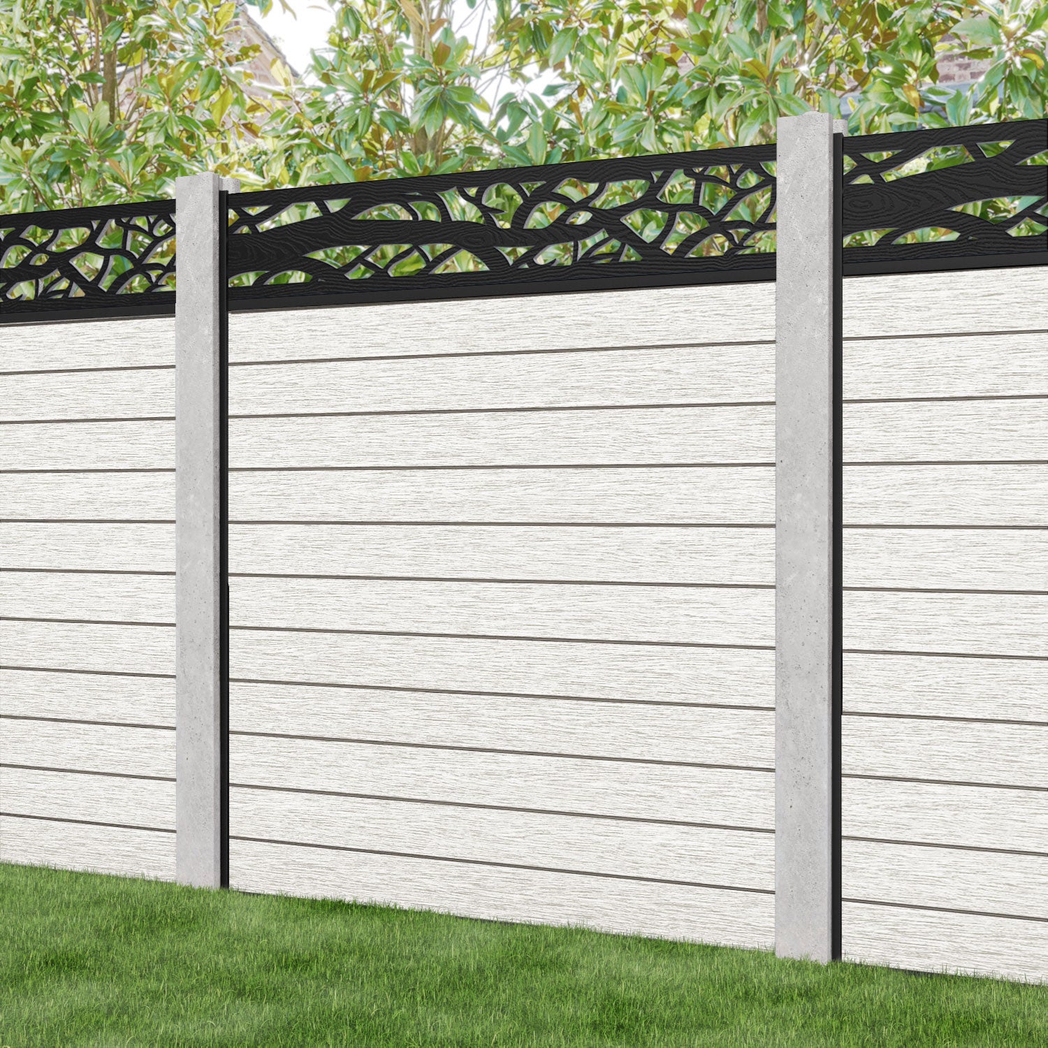 Fusion Twilight Fence Panel - Light Stone - for existing concrete posts