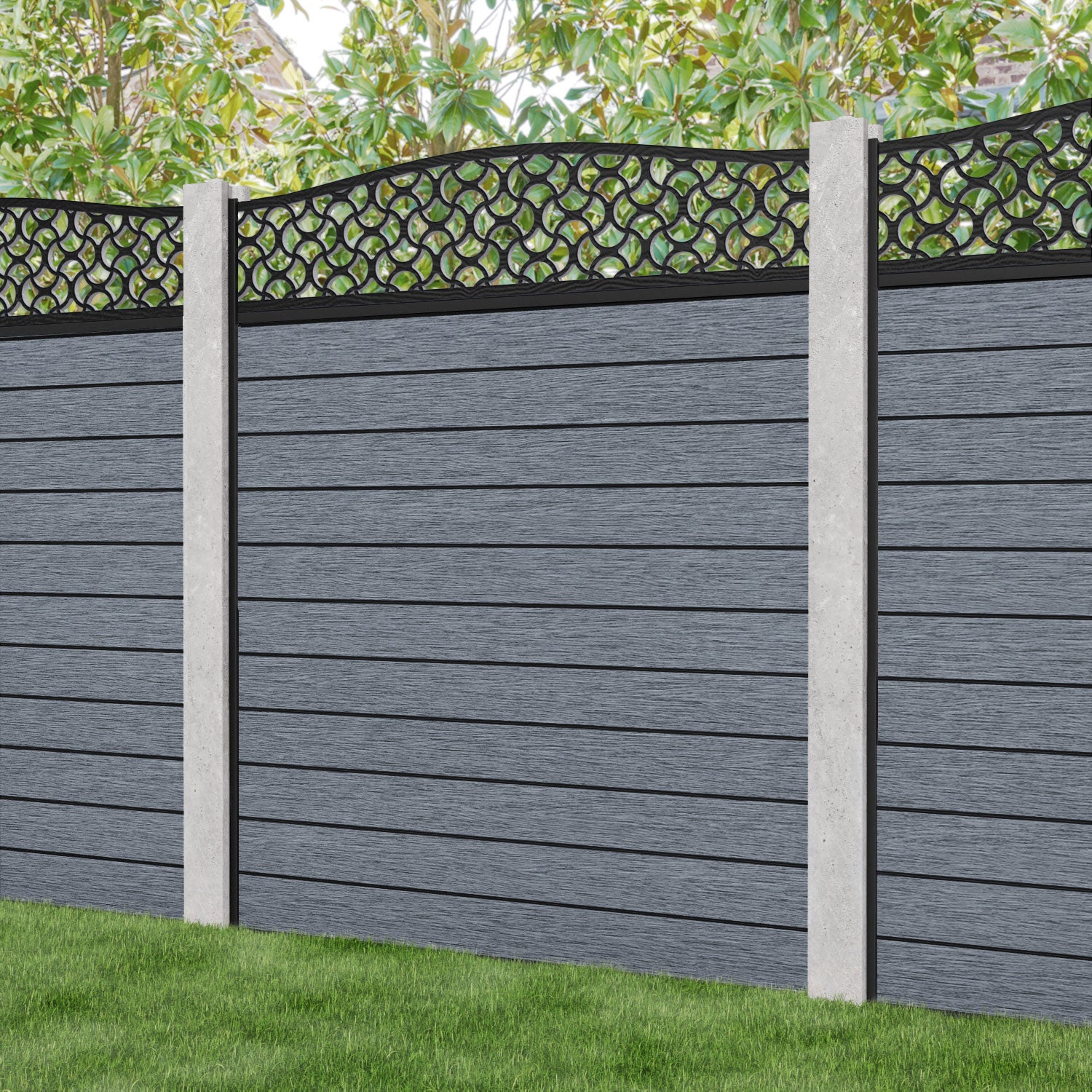 Fusion Windsor Curved Top Fence Panel - Anthracite - for existing concrete posts