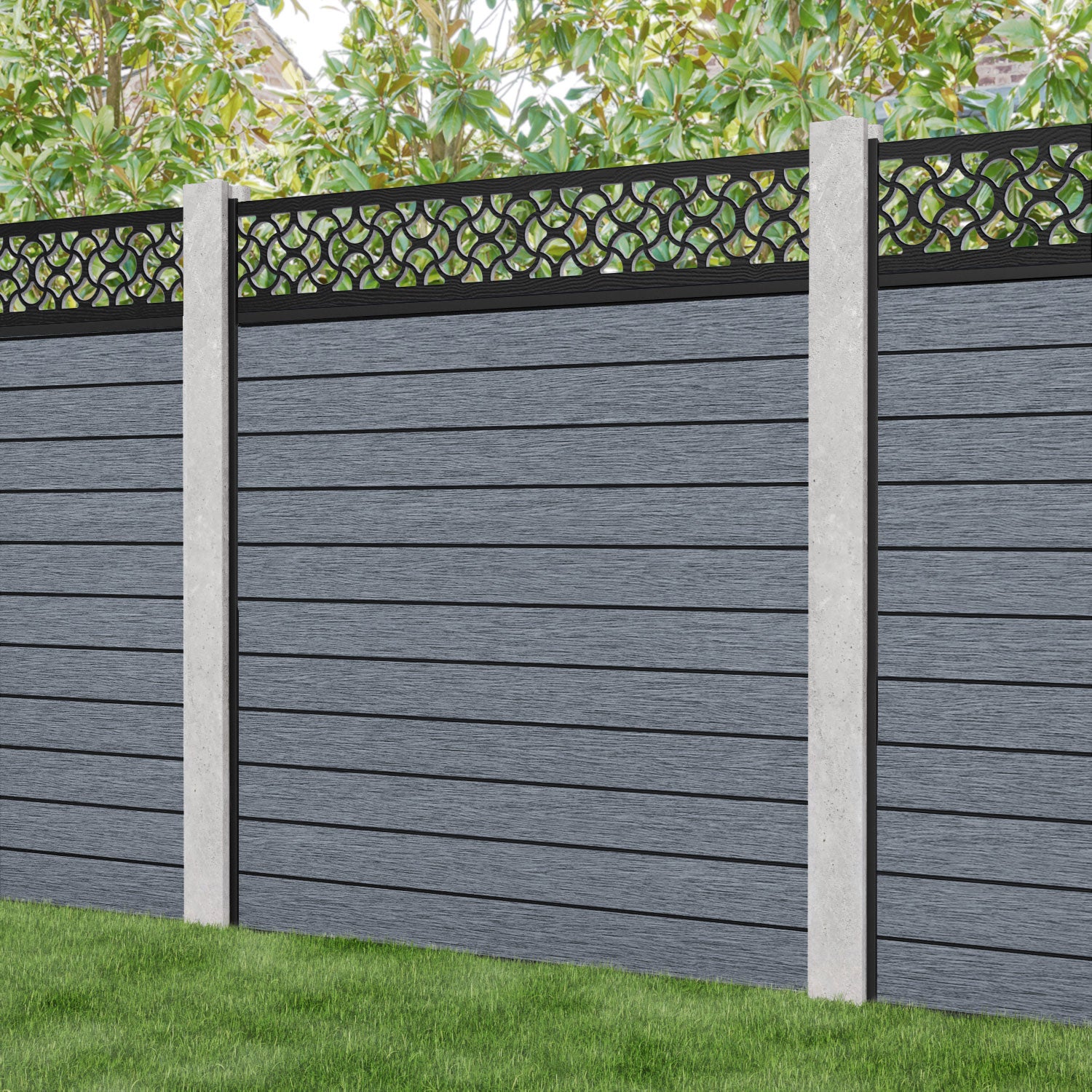 Fusion Windsor Fence Panel - Anthracite - for existing concrete posts