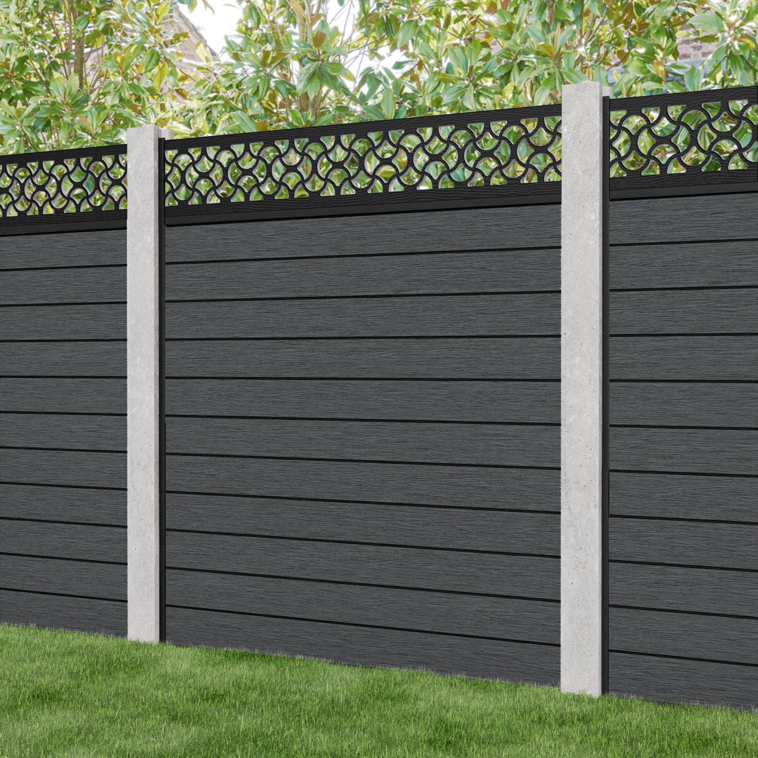 Fusion Vida Fence Panel - Dark Grey - for existing concrete posts