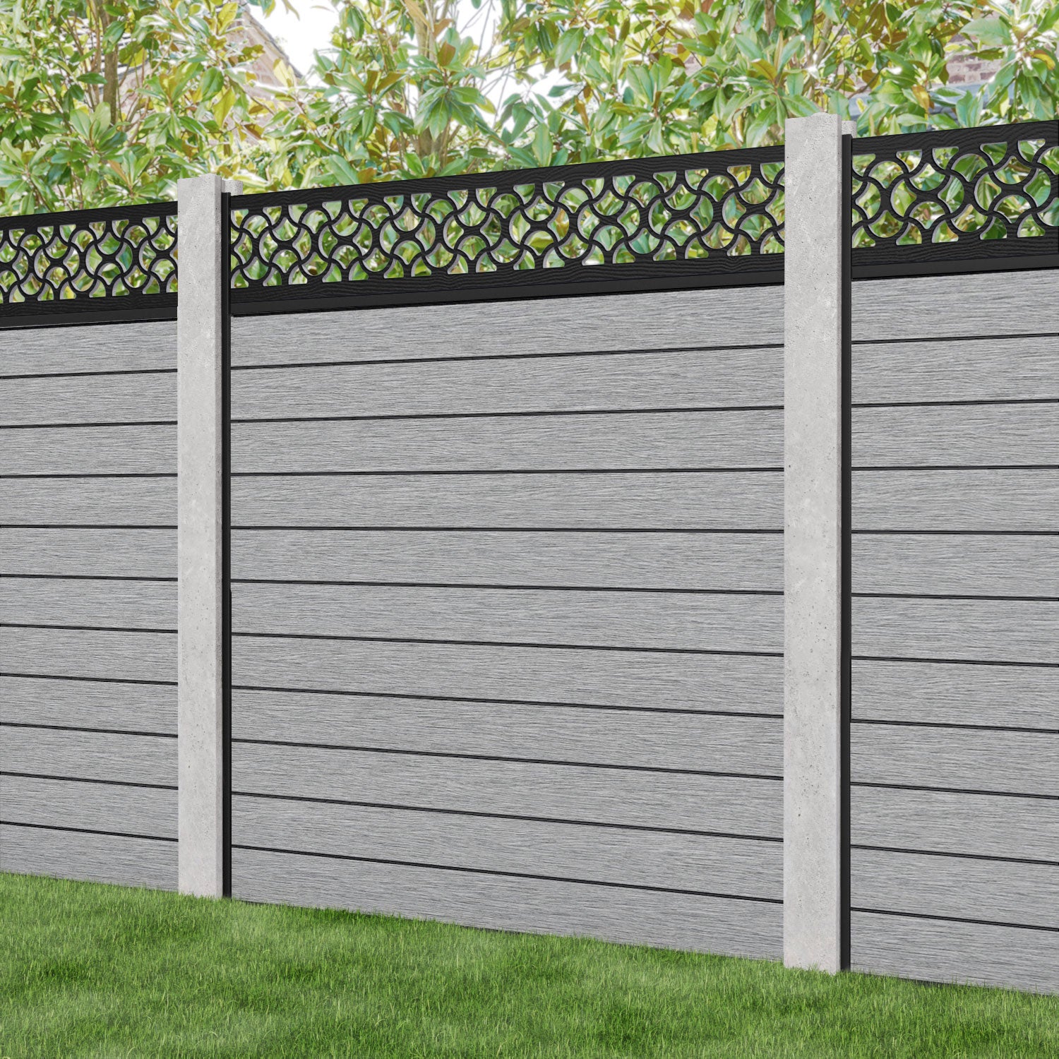 Fusion Vida Fence Panel - Light Grey - for existing concrete posts