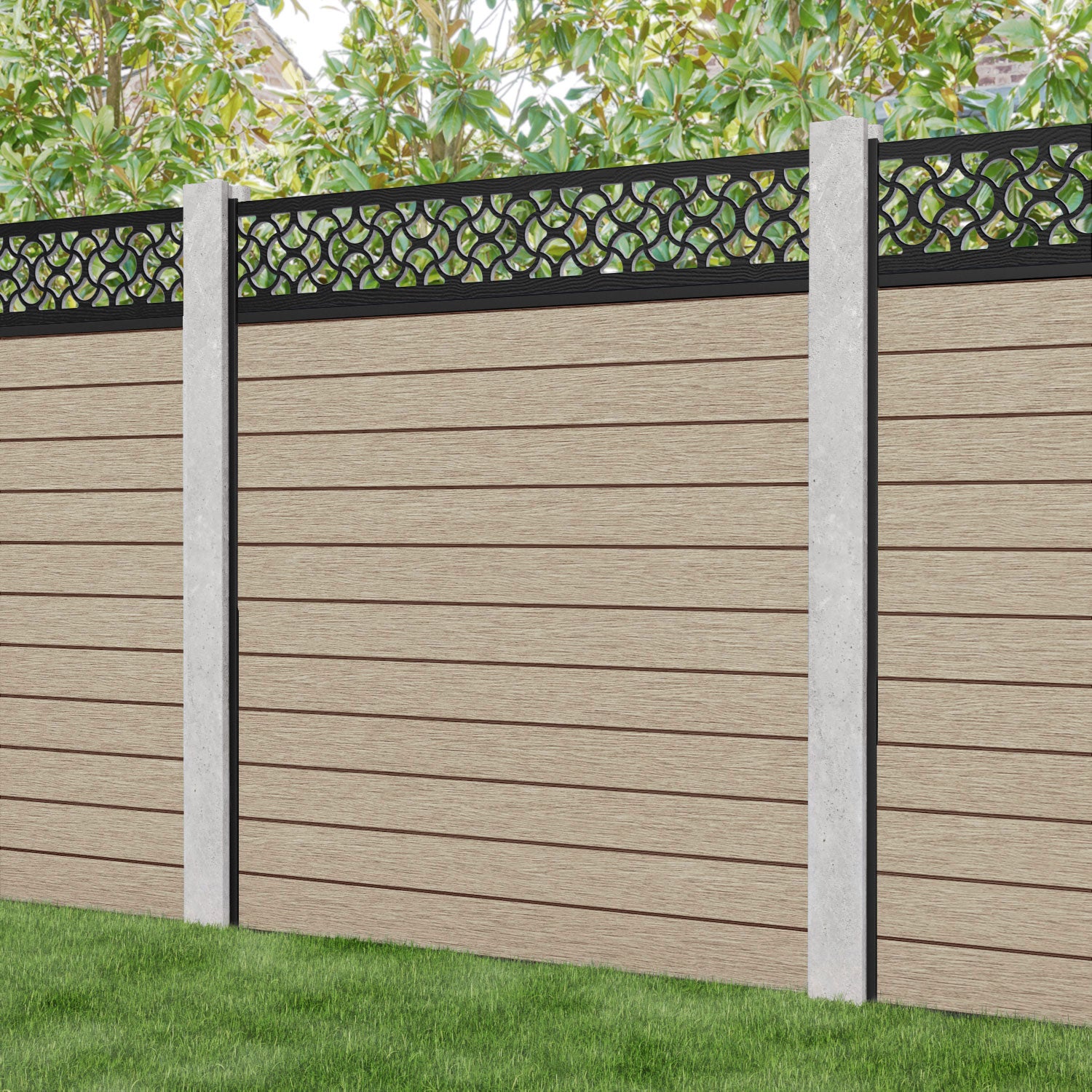 Fusion Vida Fence Panel - Light Oak - for existing concrete posts