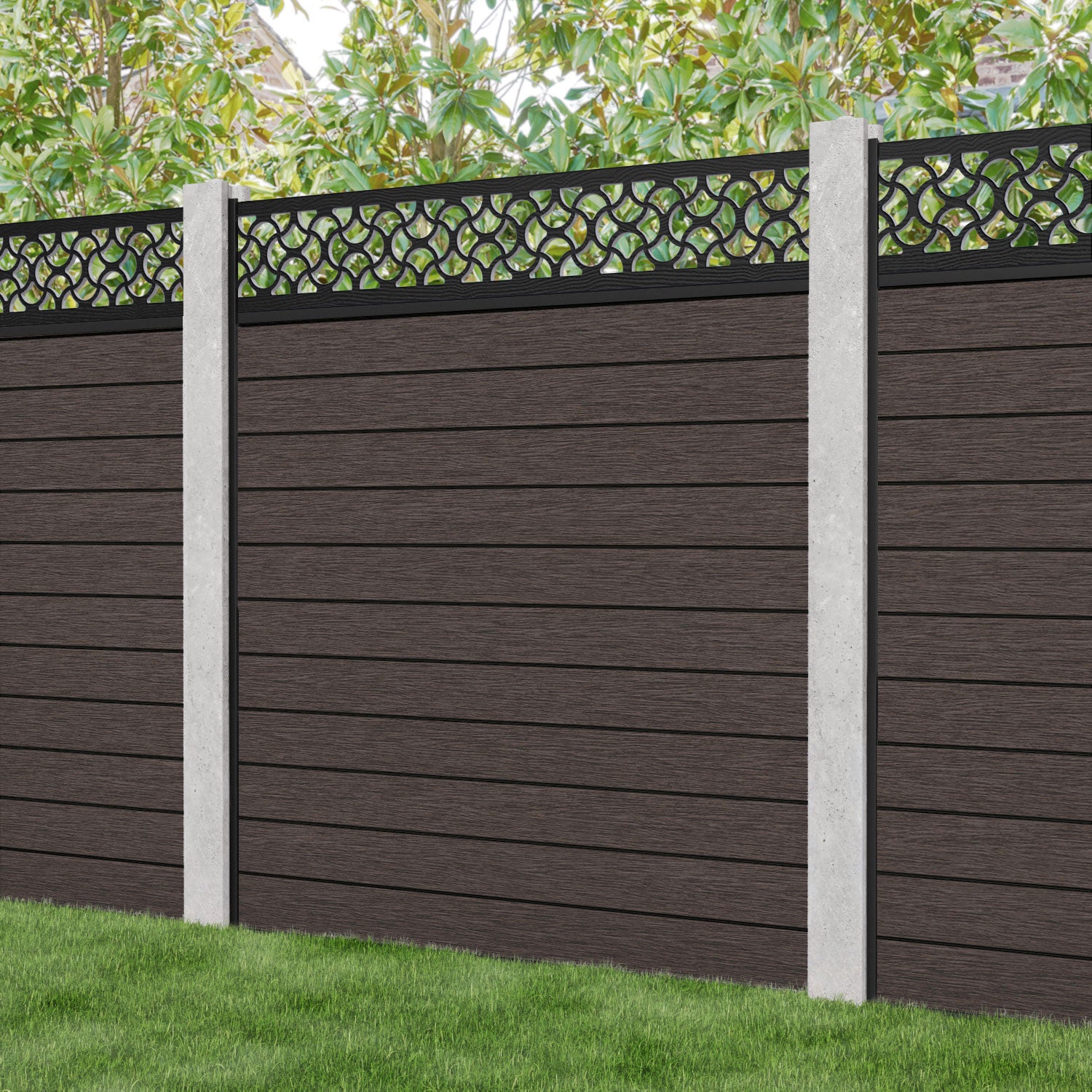 Fusion Vida Fence Panel - Mid Brown - for existing concrete posts