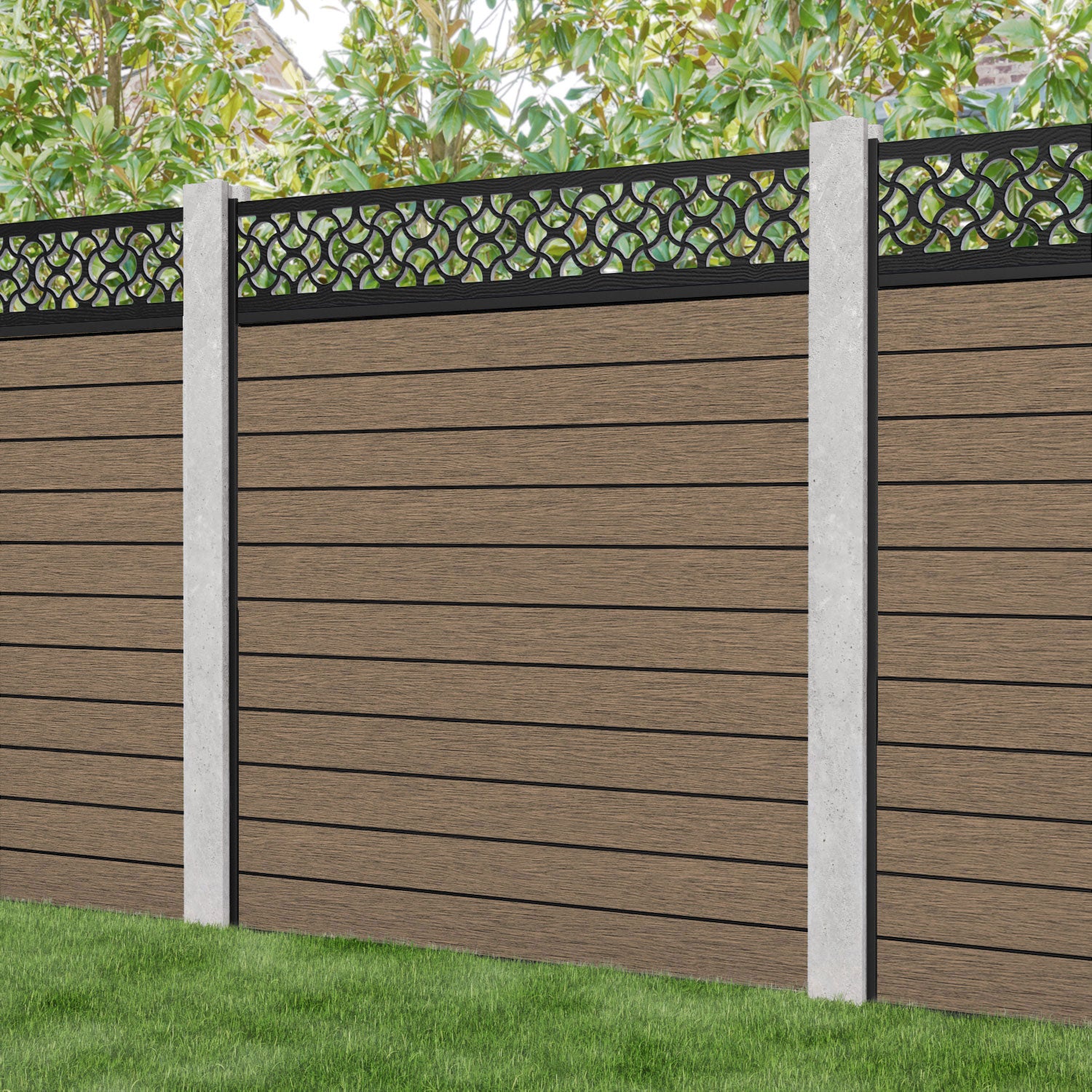 Fusion Vida Fence Panel - Teak - for existing concrete posts